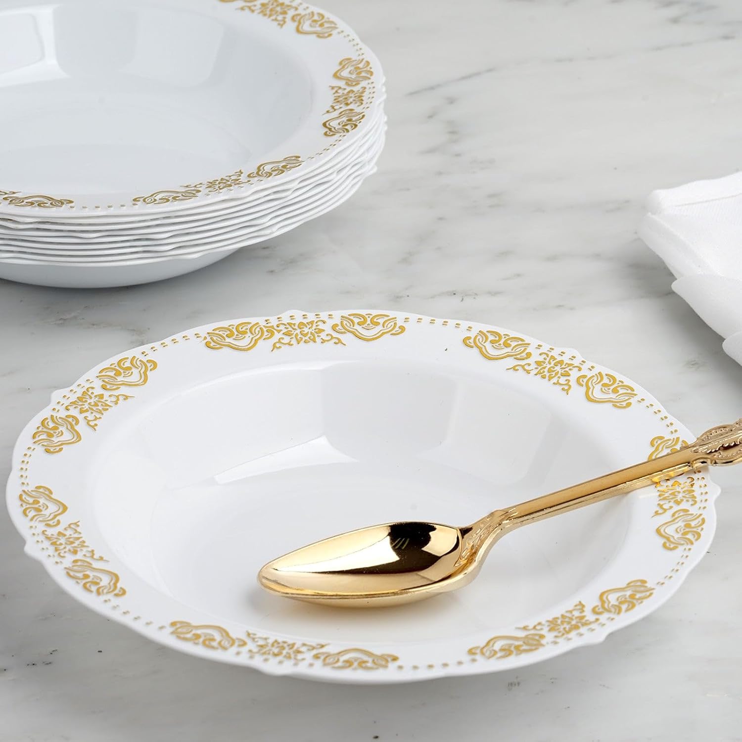 Efavormart – Paquete de 10 cuencos de sopa desechables redondos de 12 onzas con bordes festoneados para eventos con catering, bodas y fiestas
