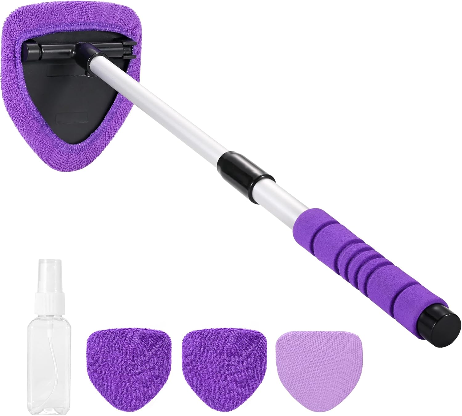 Xindell – Limpiador de ventanas de 24 pulgadas con 4 almohadillas de microfibra, capó extensible, limpiador de cristales de coche, mango de esponja
