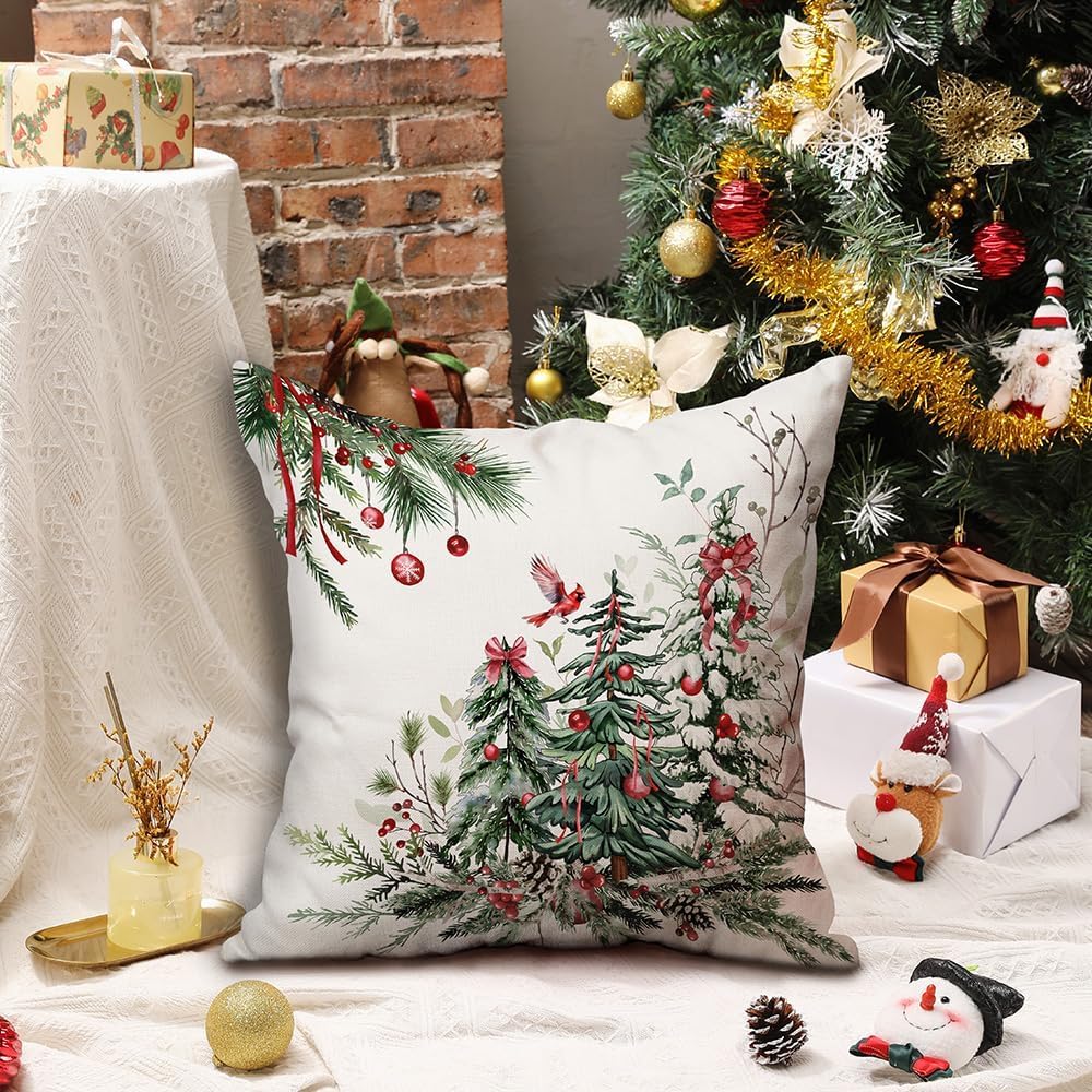 DFXSZ Juego de 2 fundas de almohada de Navidad de 20 x 20 pulgadas, almohadas decorativas para árbol de Navidad, decoración de invierno y Navidad