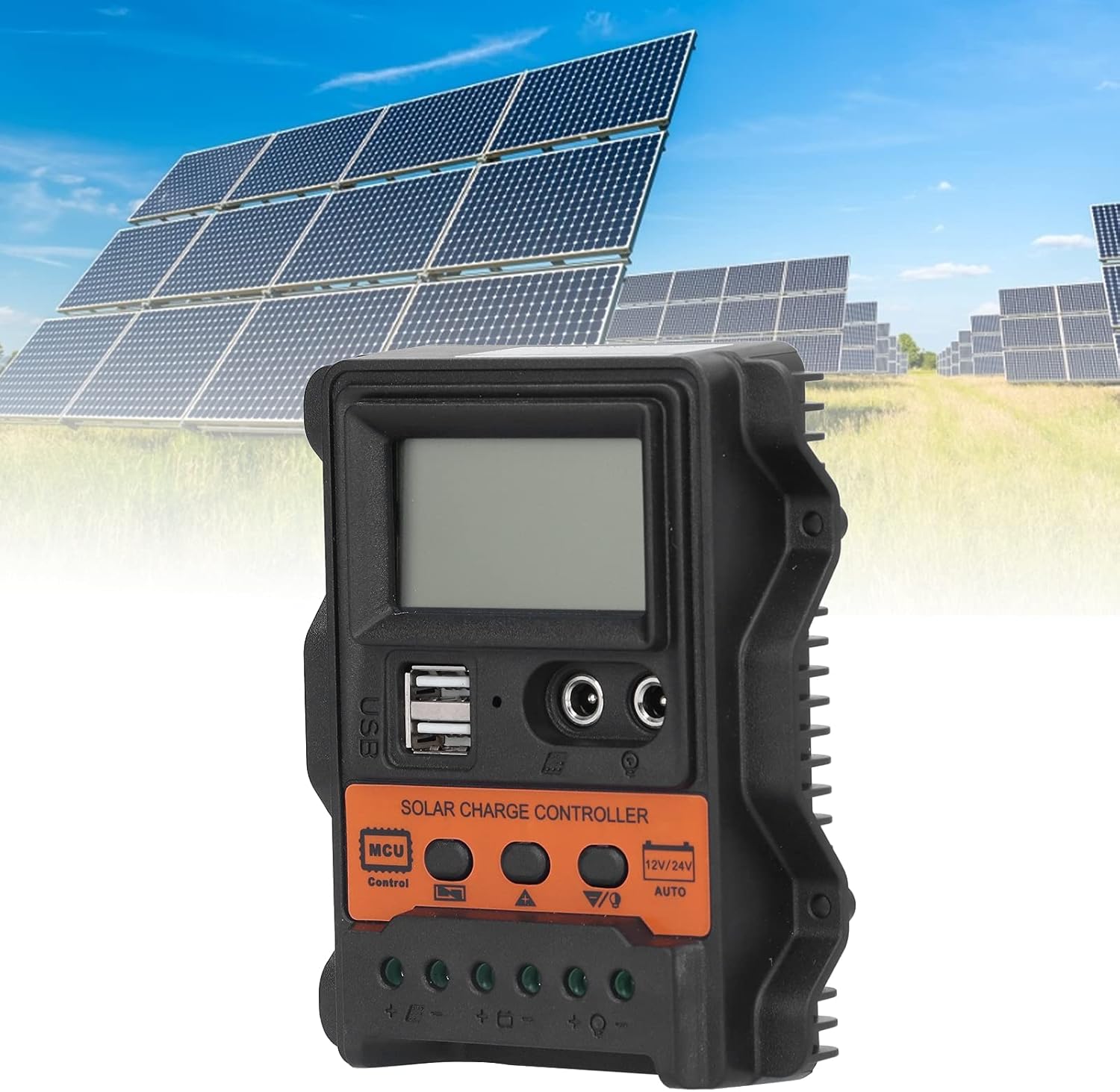 Controlador solar LCD, controlador de carga solar de 12 V a 24 V, regulador inteligente de batería de panel solar con controladores de carga de