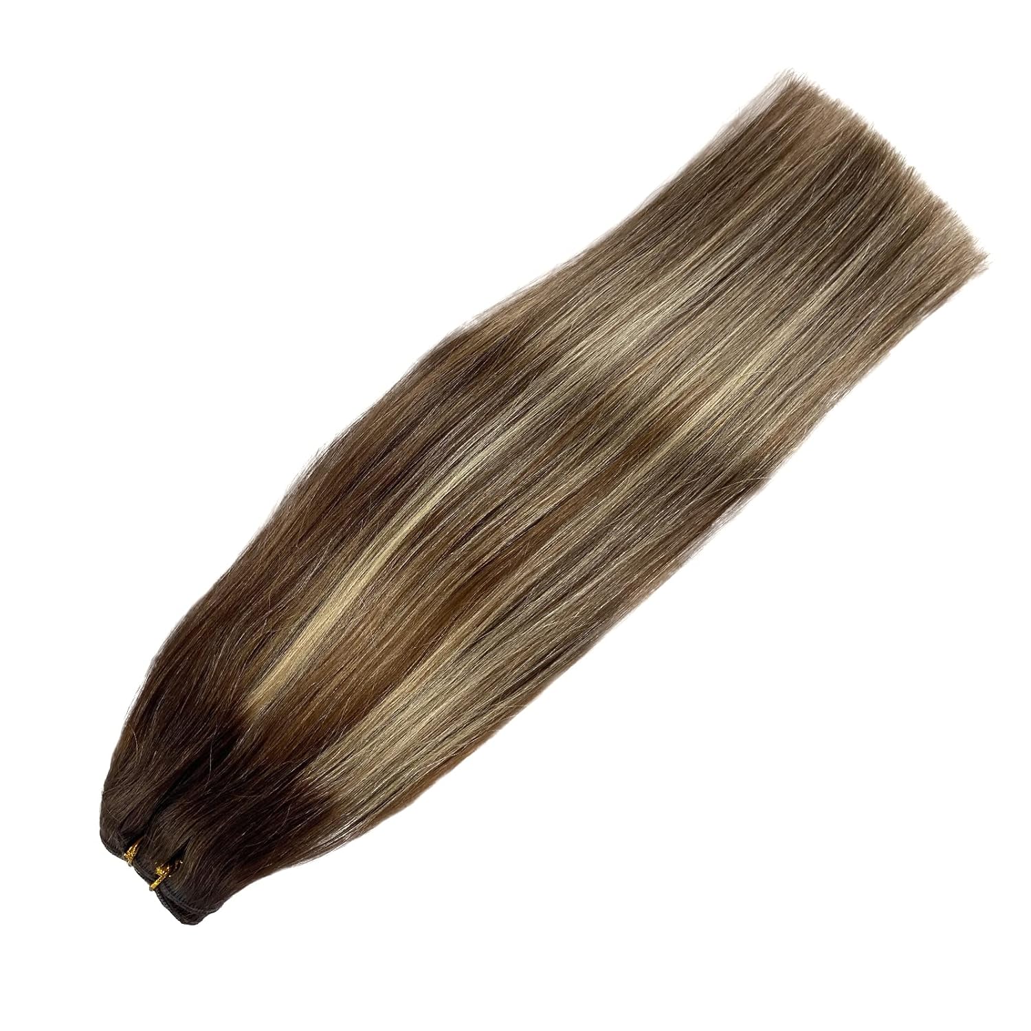 Extensiones de cabello humano real para coser, 20 pulgadas, extensiones de cabello humano de trama, 3.53 onzas, color marrón degradado, balayage,