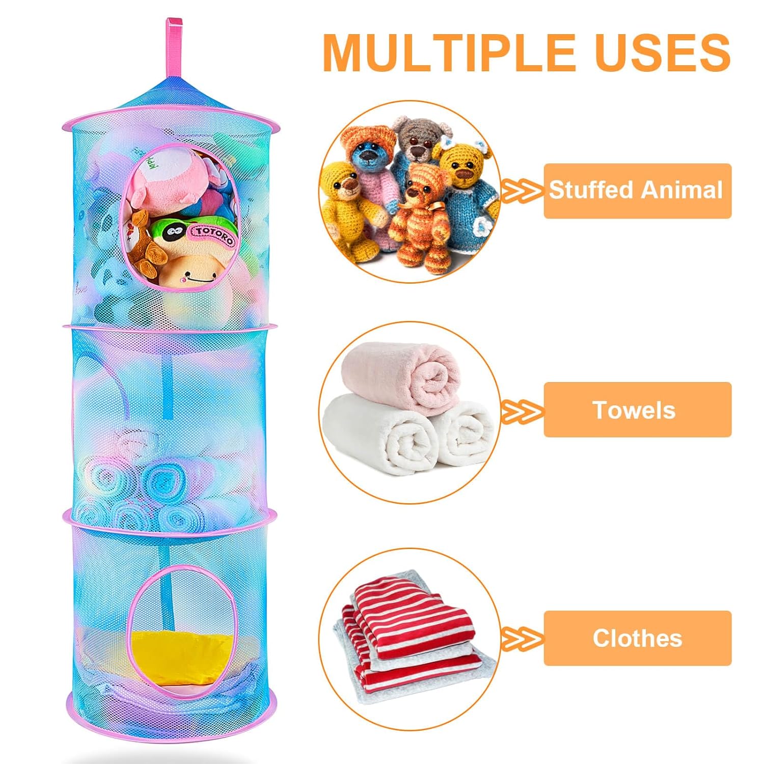 Basumee Red de animales de peluche o hamaca para colgar animales de peluche, hamaca de red de juguetes para animales de peluche, hamaca de malla