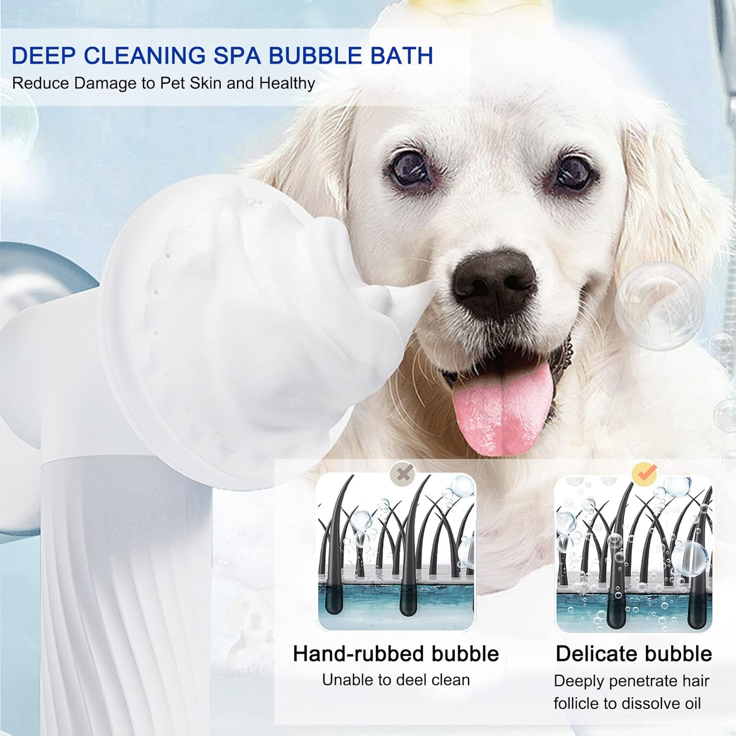 Cepillo de baño para perros, cepillo de champú para perros, dispensador de masaje, cepillo de ducha inalámbrico para mascotas, perros, gatos,