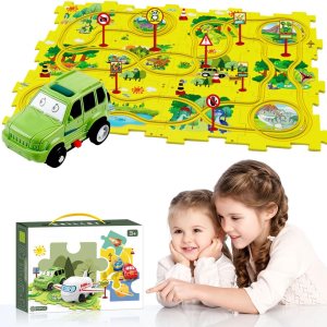 Carrito eléctrico de ensamblaje de bricolaje, juego de pista de rompecabezas para niños pequeños con vehículos, juguetes de construcción de Carrito eléctrico de ensamblaje de bricolaje, juego de pista de rompecabezas para niños pequeños con vehículos, juguetes de construcción de
