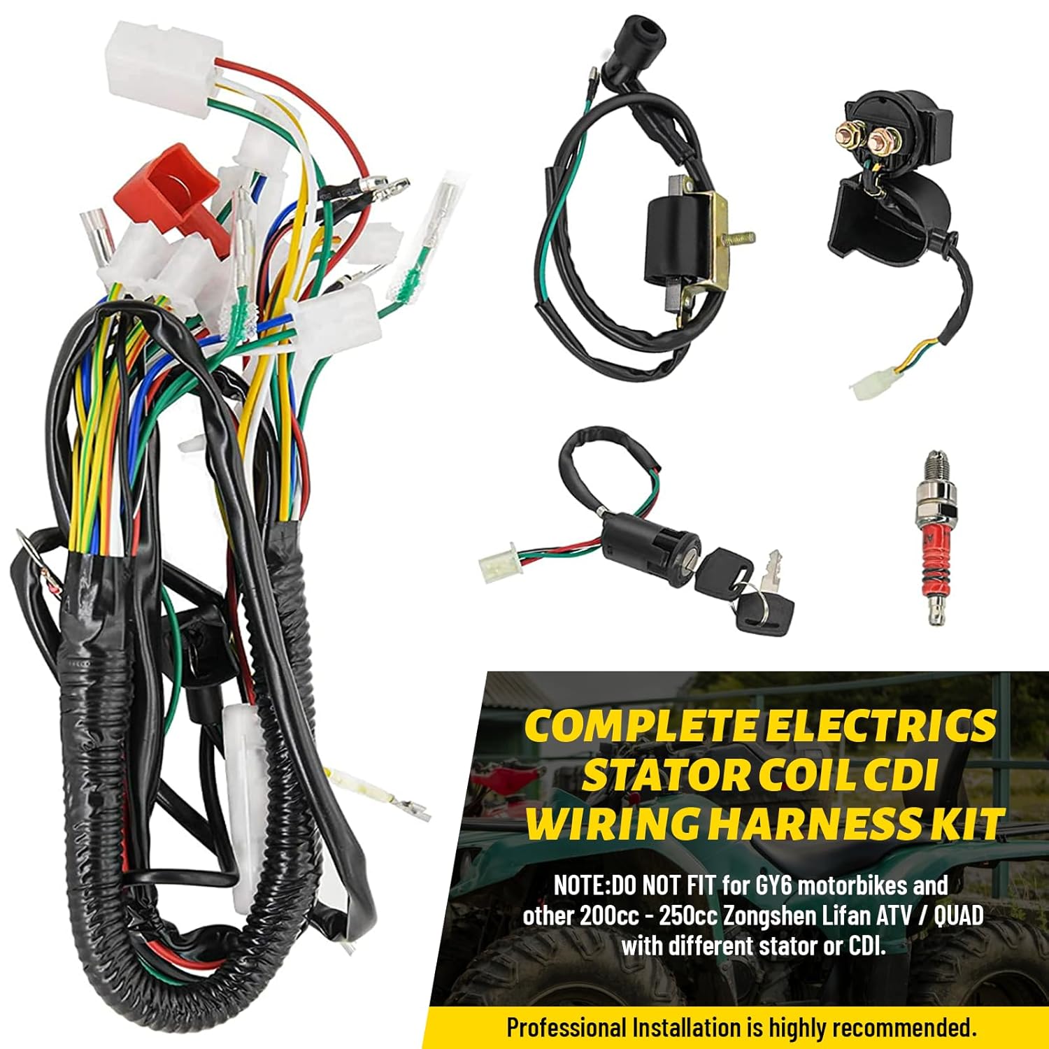 Kit completo de arnés de cableado CDI de bobina de estator de electricidad  Endxedo Kit completo de arnés de cableado para ATV KLX de 4 tiempos, 50