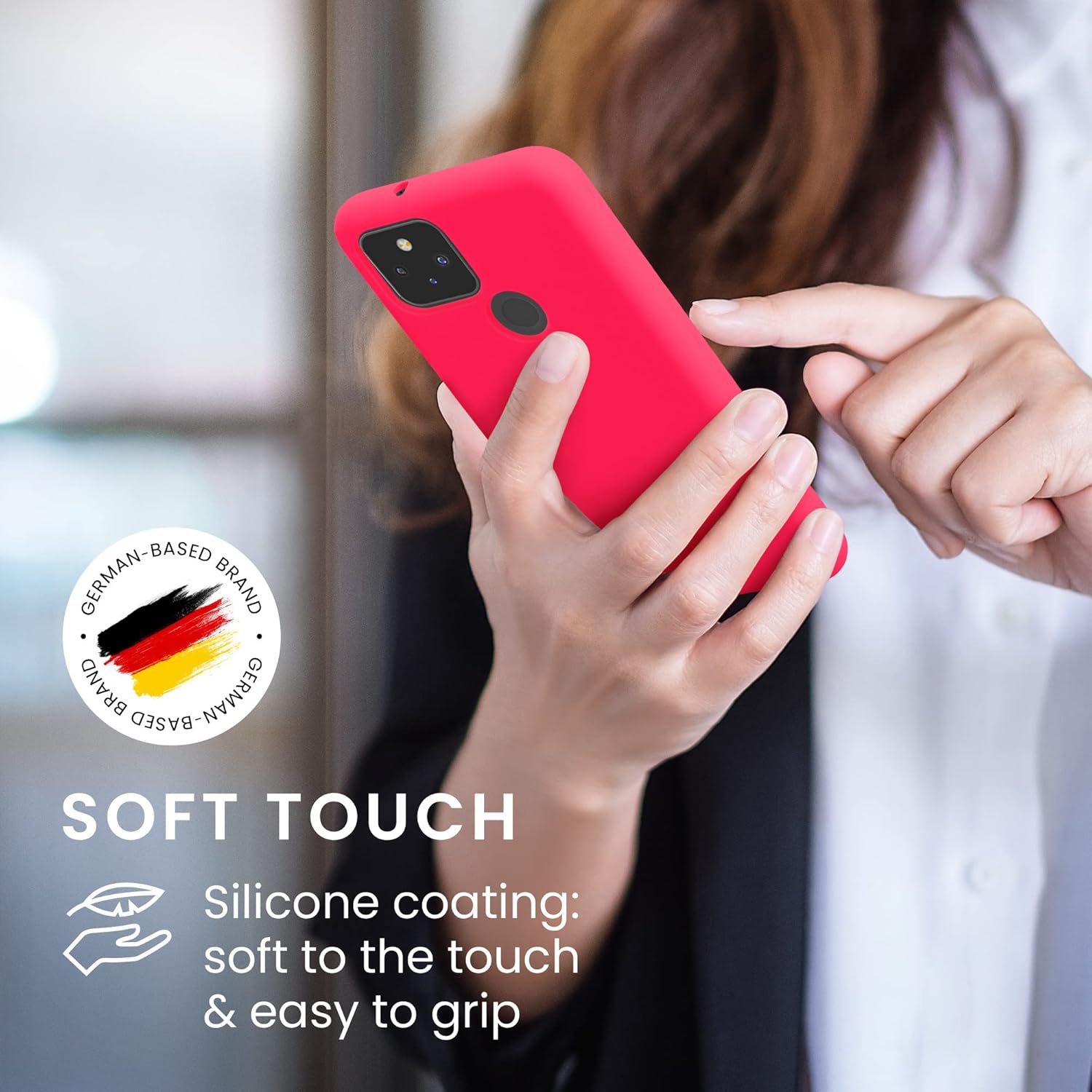 kwmobile Funda compatible con Google Pixel 5 – Funda de silicona TPU con acabado suave – Rosa neón
