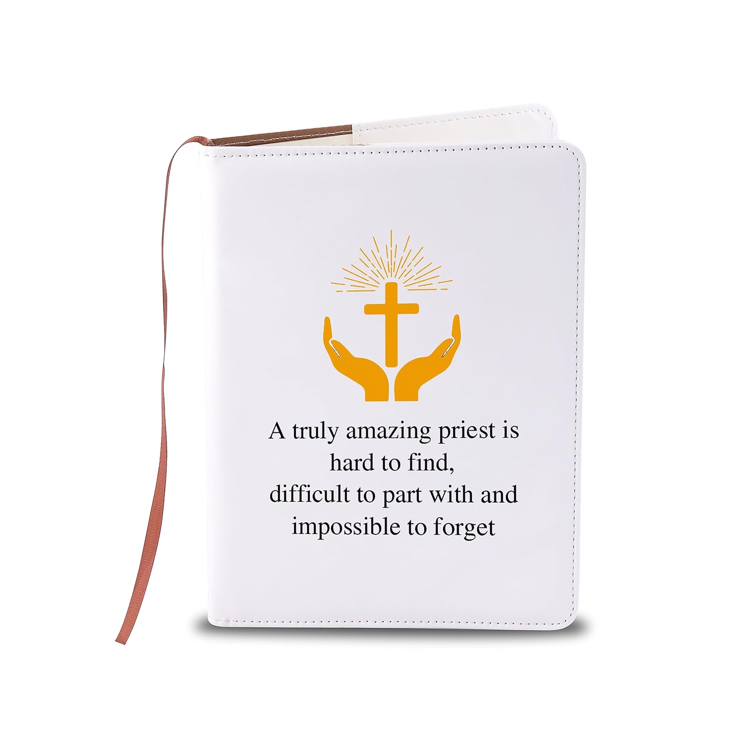 LQRI Catholic Priest Gift Church Priest Notebook Christian Religion Leather Notebook Journal Notebook Religious Gift (beige)