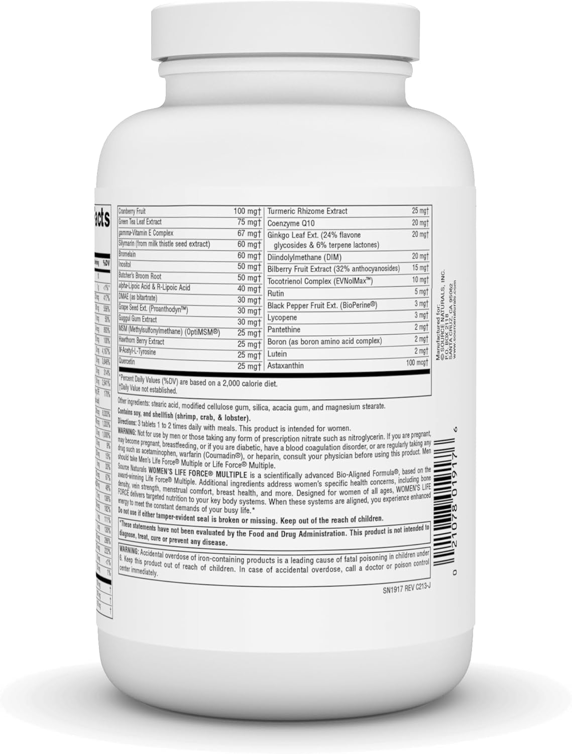 Source Naturals Suplemento multivitamínico diario y multivitamínico para la salud inmune de las mujeres Life Force – 180 tabletas