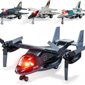 Geyiie Juguetes de aviones fundidos, juego de juguetes de avión del ejército para niños de 3 a 12 años, helicóptero de transporte militar con alas Geyiie Juguetes de aviones fundidos, juego de juguetes de avión del ejército para niños de 3 a 12 años, helicóptero de transporte militar con alas