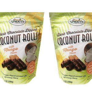 Sprouts Rollos de coco dulce crujiente de 3.5 onzas, paquete de 2 unidades (chocolate oscuro con mango) Sprouts Rollos de coco dulce crujiente de 3.5 onzas, paquete de 2 unidades (chocolate oscuro con mango)