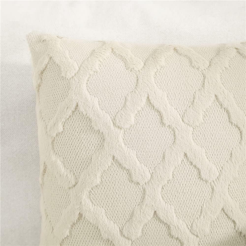 BVEED Juego de 2 fundas de cojín decorativas de 16 x 16 pulgadas, fundas de almohada decorativas de felpa suave y corta de lana sintética para sofá,
