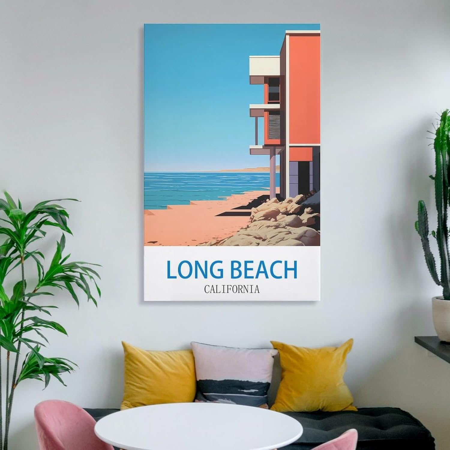 Long Beach California – Pósteres de viaje vintage de hotel de 12 x 18 pulgadas (11.8 x 17.7 in) para pared, pintura en lienzo para sala de estar,