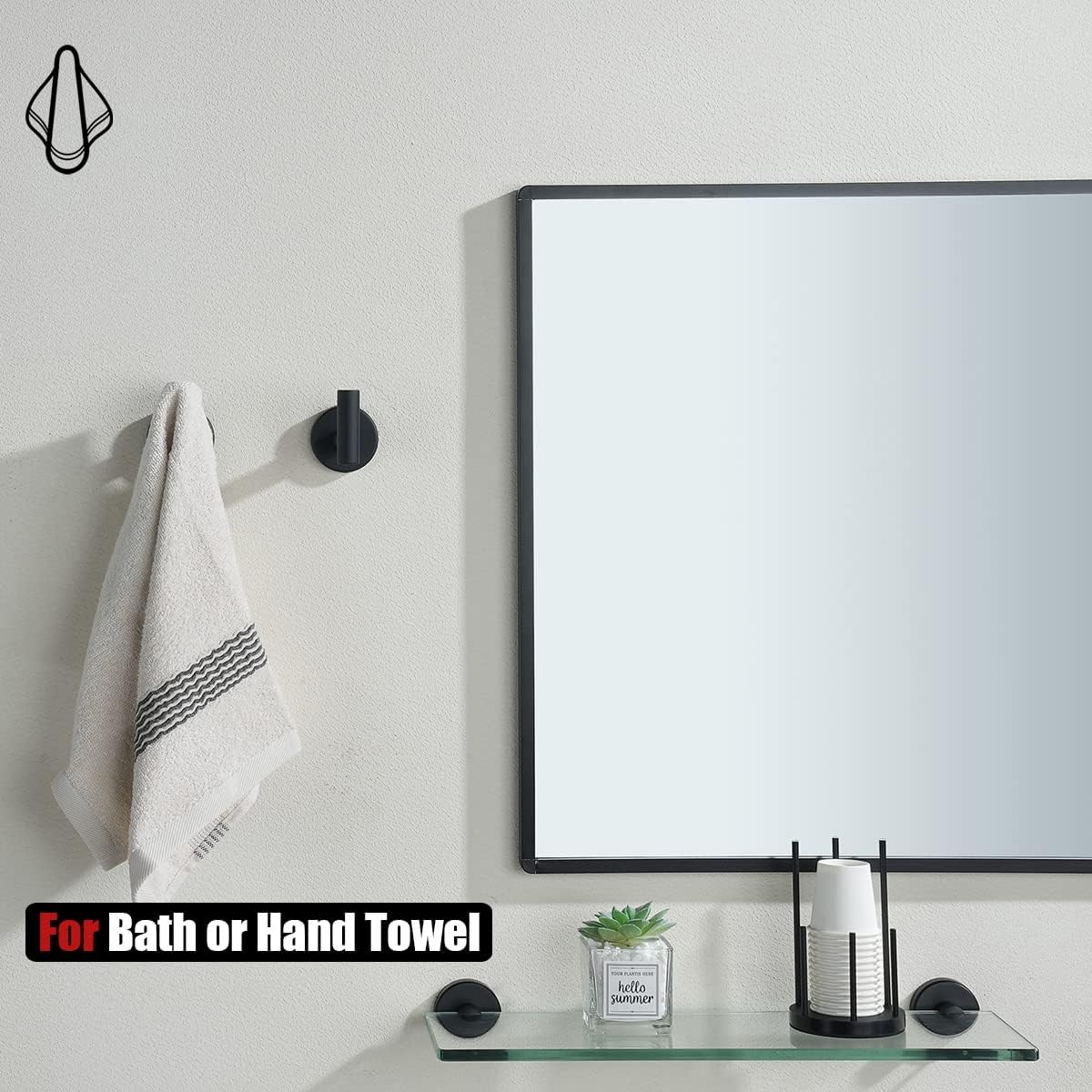 JQK TH100-PB-P2 – Gancho negro para toallas de baño, cocina, garaje, montaje en la pared (paquete de 2), acero inoxidable 304 negro mate, TH100-PB-P2