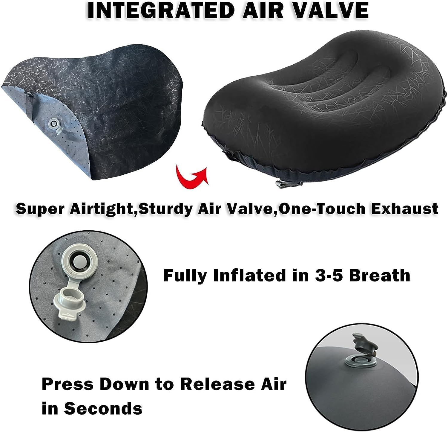 GUGUZ Almohada inflable ultraligera de viaje para campamento, cómoda, sin ruido, almohadas portátiles para senderismo y mochilero para dormir,