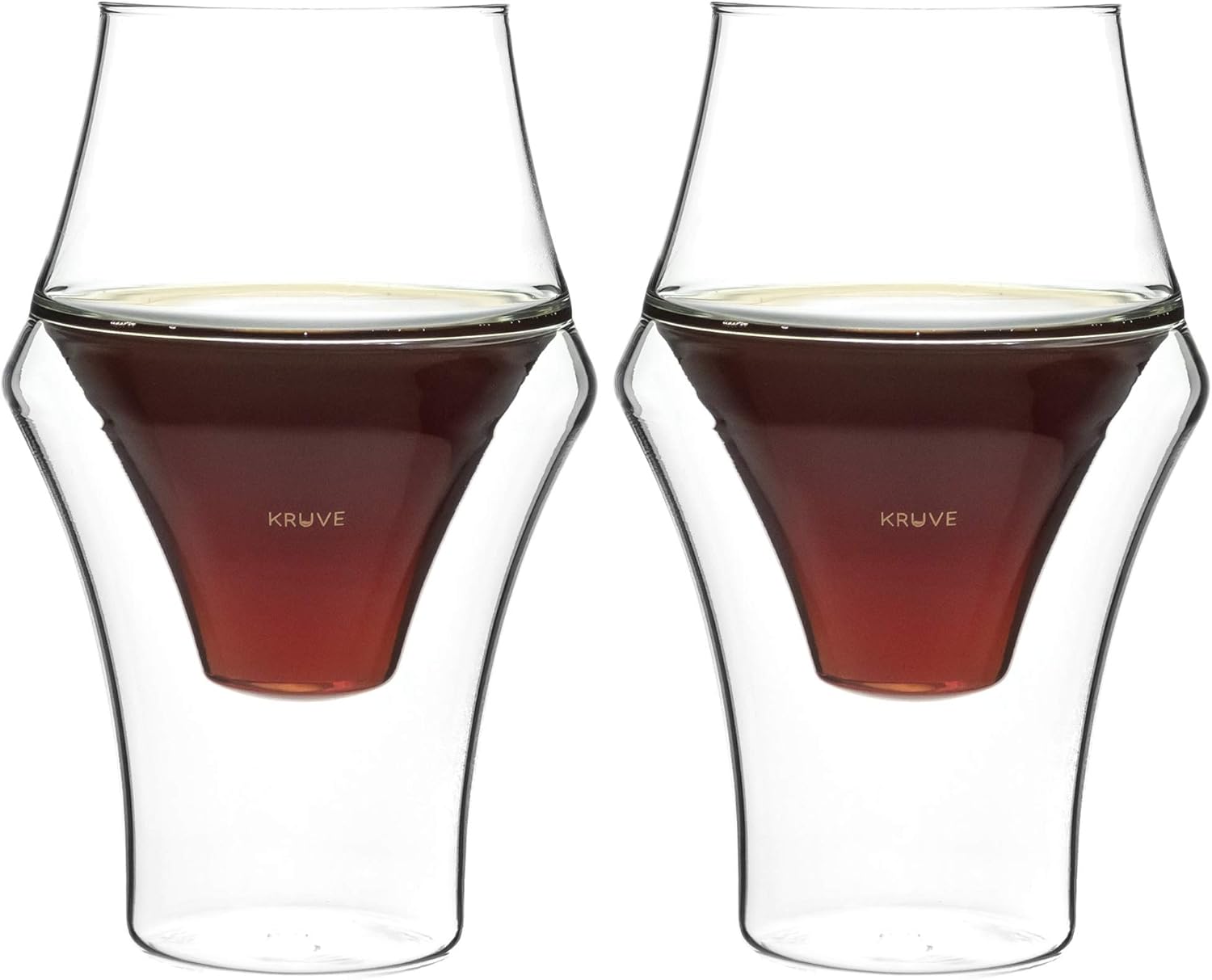 EQ Excite – Vasos de café transparentes de doble pared hechos a mano, 5.1 fl oz (paquete de 2)