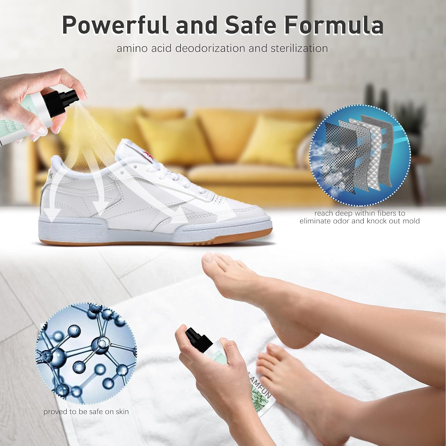 Eliminador de olores de zapatos, desodorante en aerosol natural para zapatos apestosos o pies malolientes, desodorante de pies que combate todos los