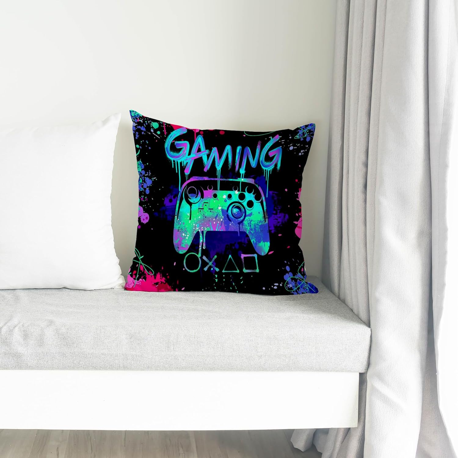 Almohadas para videojuegos, fundas de almohada de 18 x 18 pulgadas, decoración de sala de juegos, decoración de sala de juegos, funda de almohada