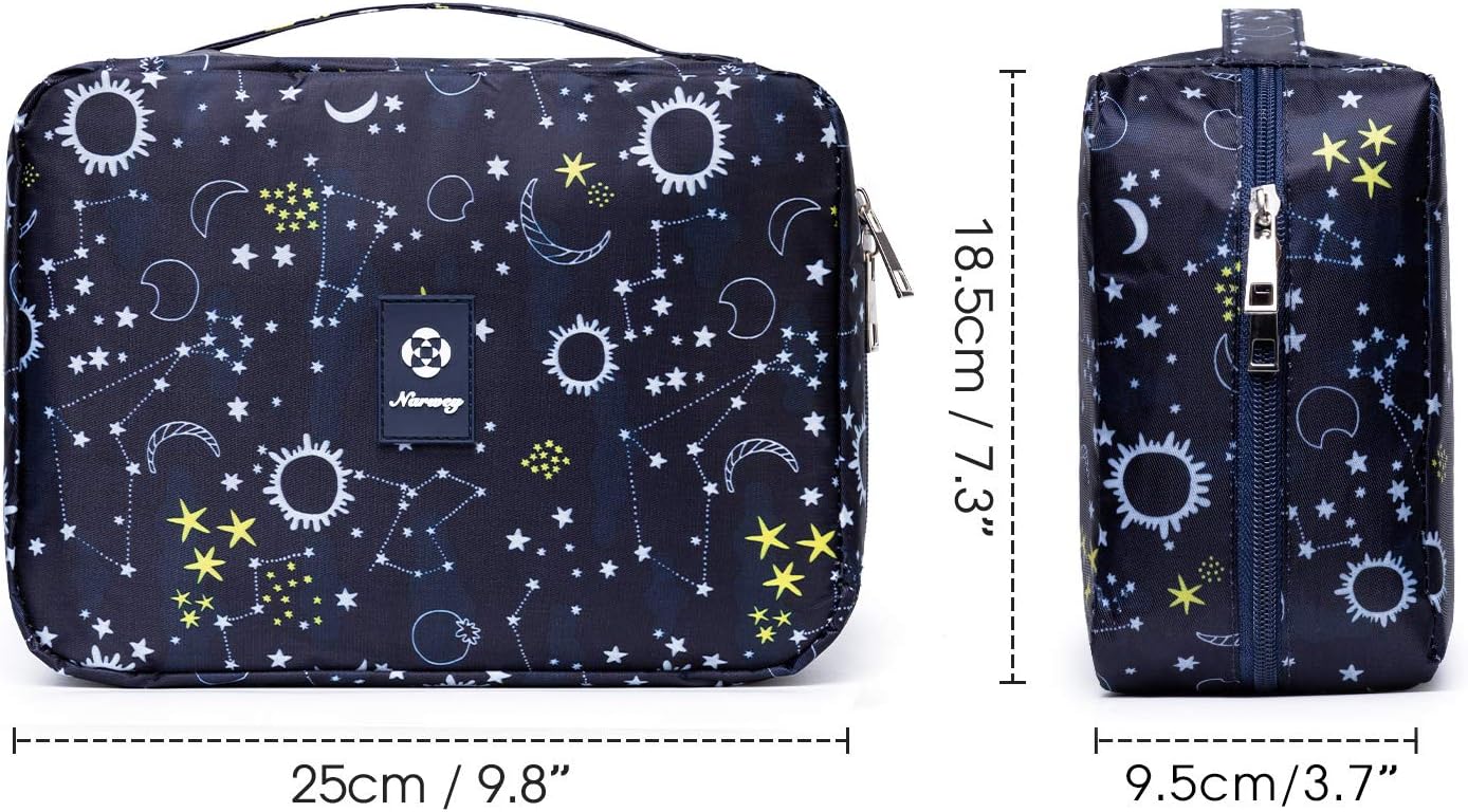 Neceser de viaje colgante, organizador de maquillaje y productos cosméticos para mujer y niña, impermeable (galaxia azul)