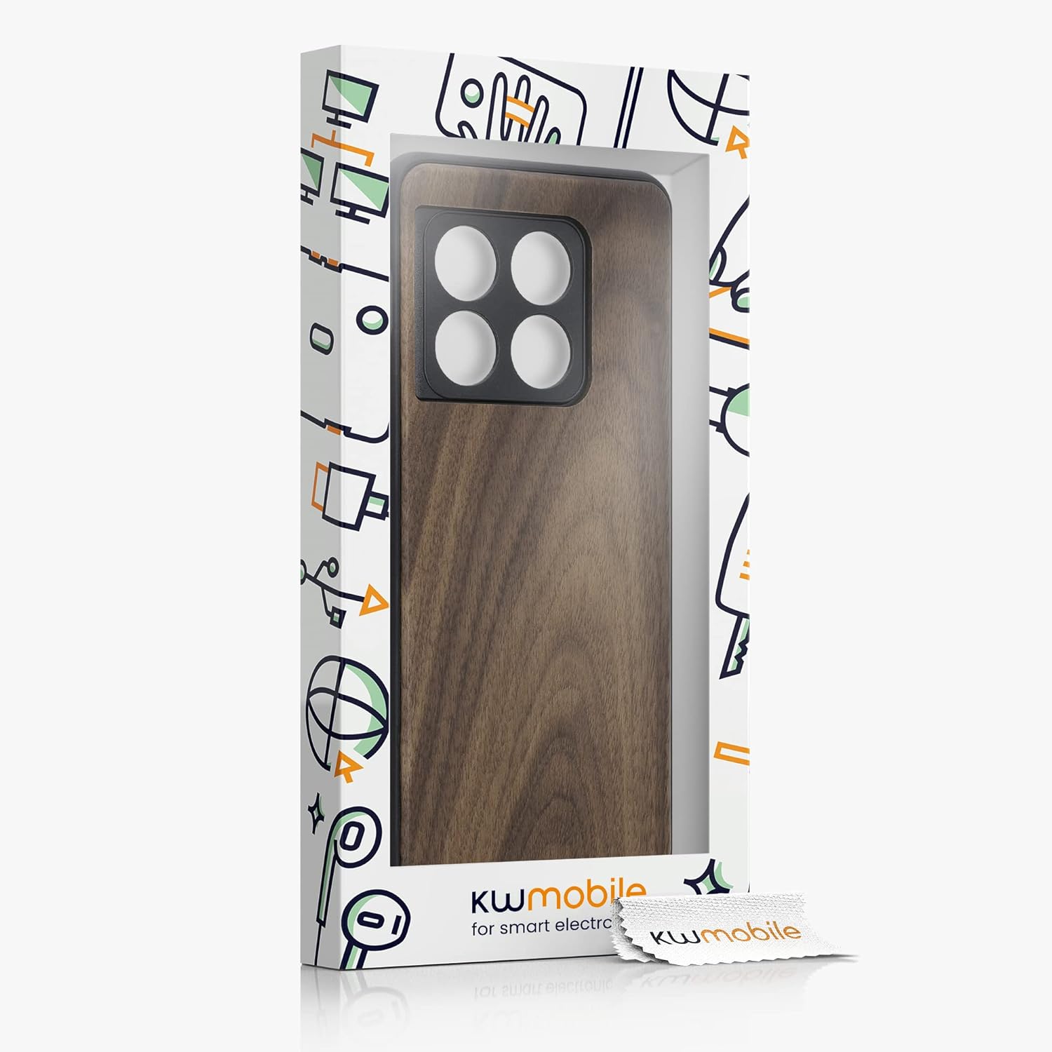 kwmobile Funda de madera real compatible con OnePlus 10 Pro 5G, cubierta de madera dura con parachoques de TPU, color marrón oscuro