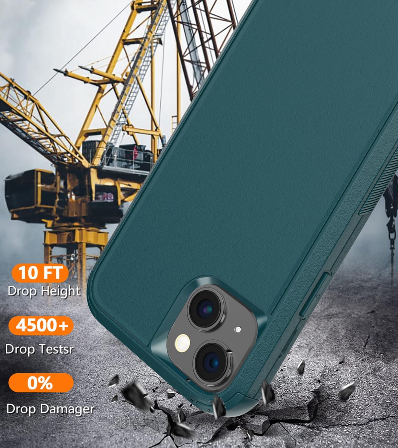 Diverbox Funda para iPhone 15 a prueba de golpes a prueba de caídas protector de pantalla de vidrio templado, funda de protección resistente para