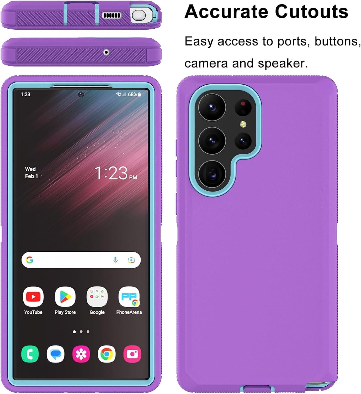 Tiflook Funda para Samsung Galaxy S23 Ultra 5G de 6.8 pulgadas, triple capa de alta resistencia, protección contra caídas a prueba de golpes, funda