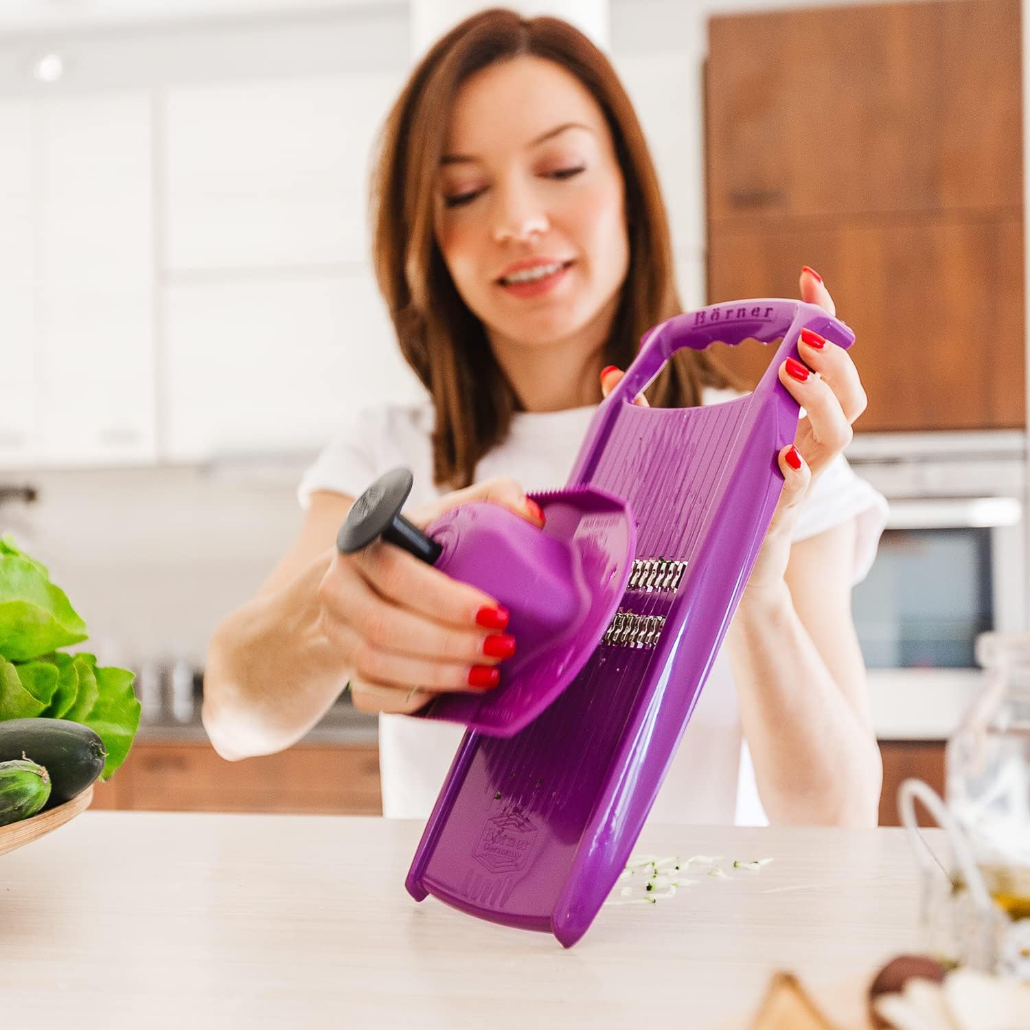 Börner Roko PowerLine Julienne Mandoline  Cortador de tiras para frutas y verduras  Cortador de juliana para tiras finas  Máquina de fideos
