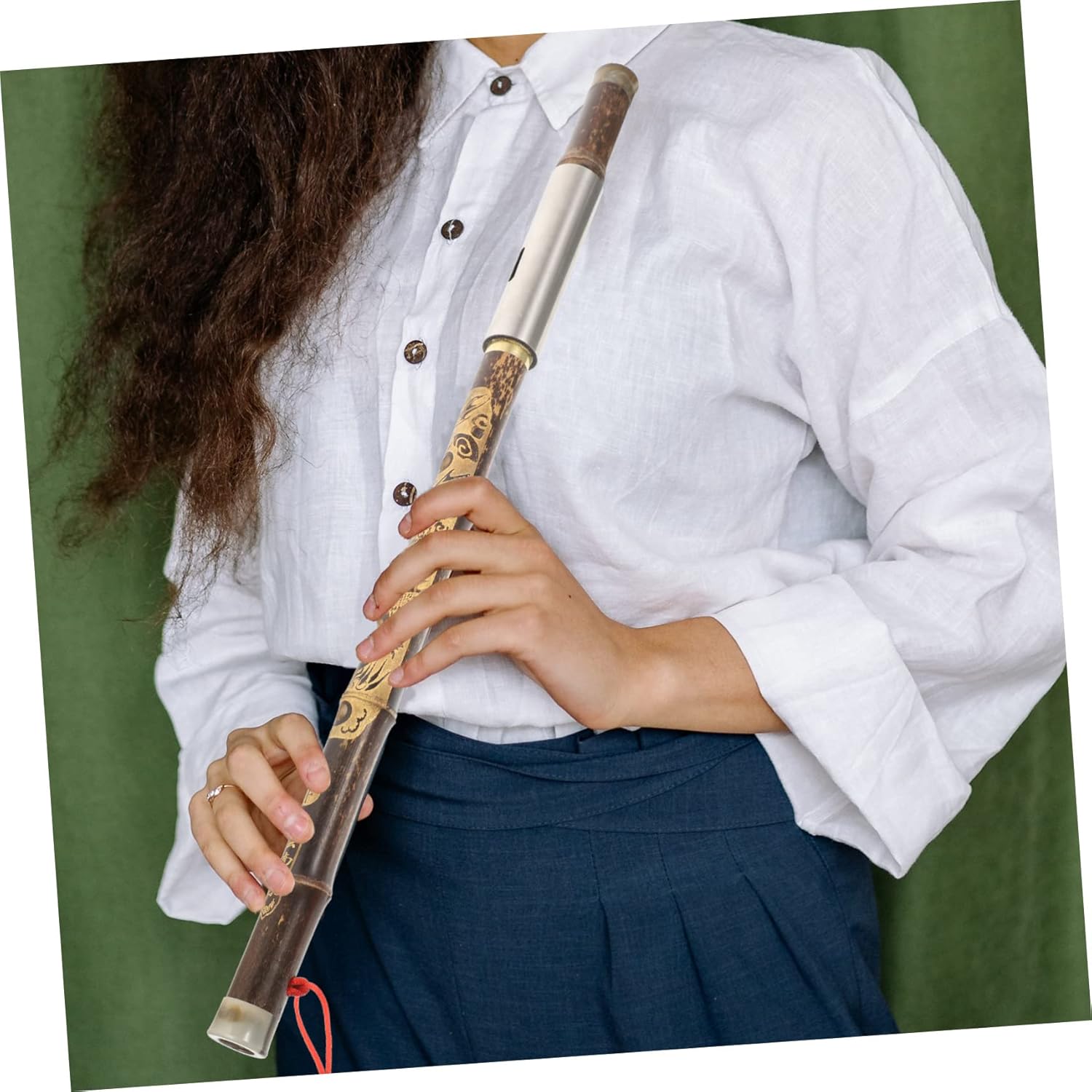 SHOWERORO Cruz Blow Bau Instrumento de viento tradicional Bambú Bawu Silbato Flauta Shakuhachi Bawu Flauta de bambú Clarinete Nacional Bawu Flauta