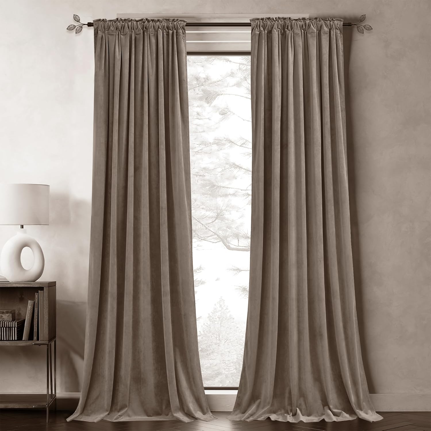 PONY DANCE Cortinas de terciopelo champán para oscurecer la habitación, 96 pulgadas, suaves, clásicas, sólidas, con aislamiento térmico, para sala