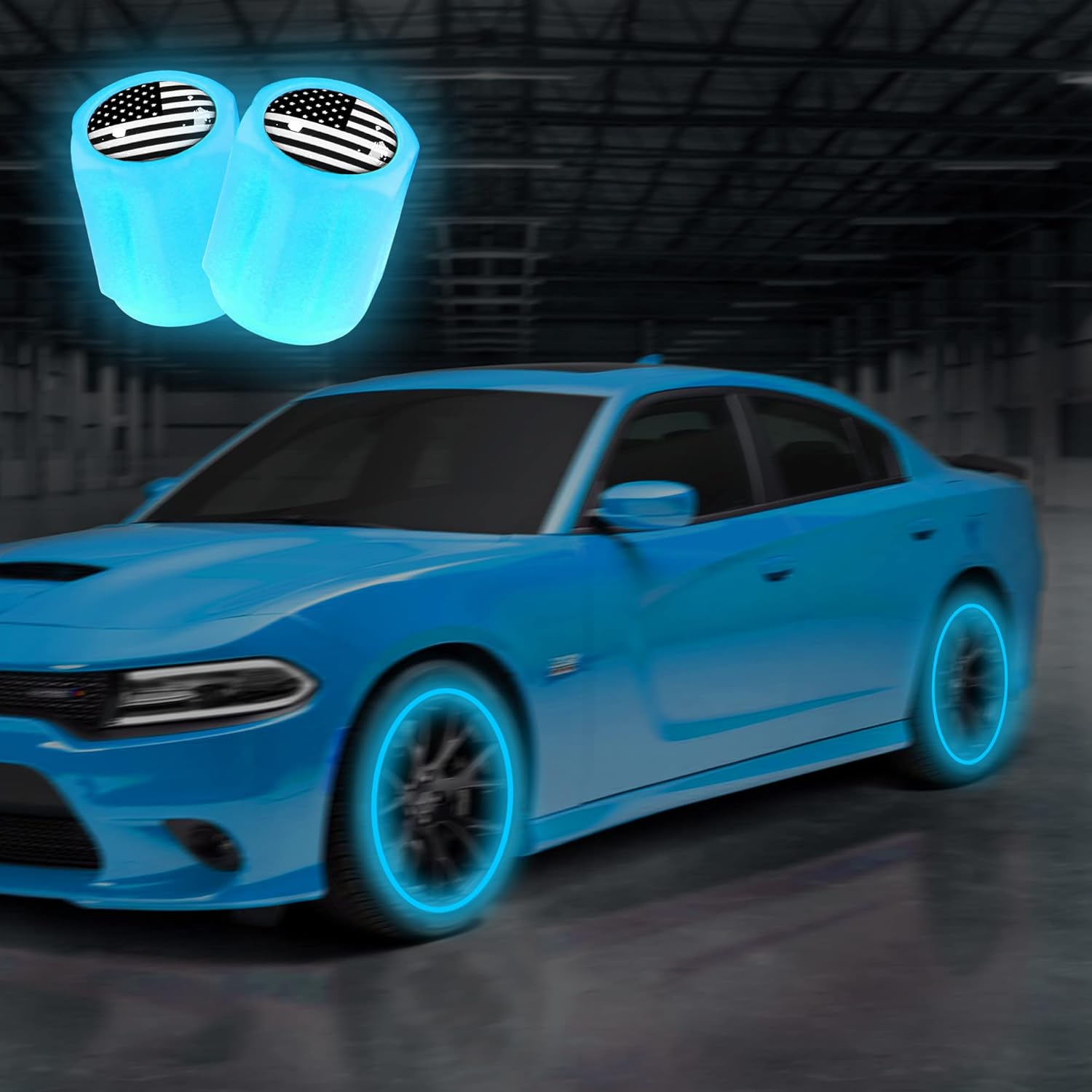 Tapón de válvula de neumático luminoso con bandera estadounidense para automóvil, accesorios para tapones de neumáticos de automóvil, paquete de 8,