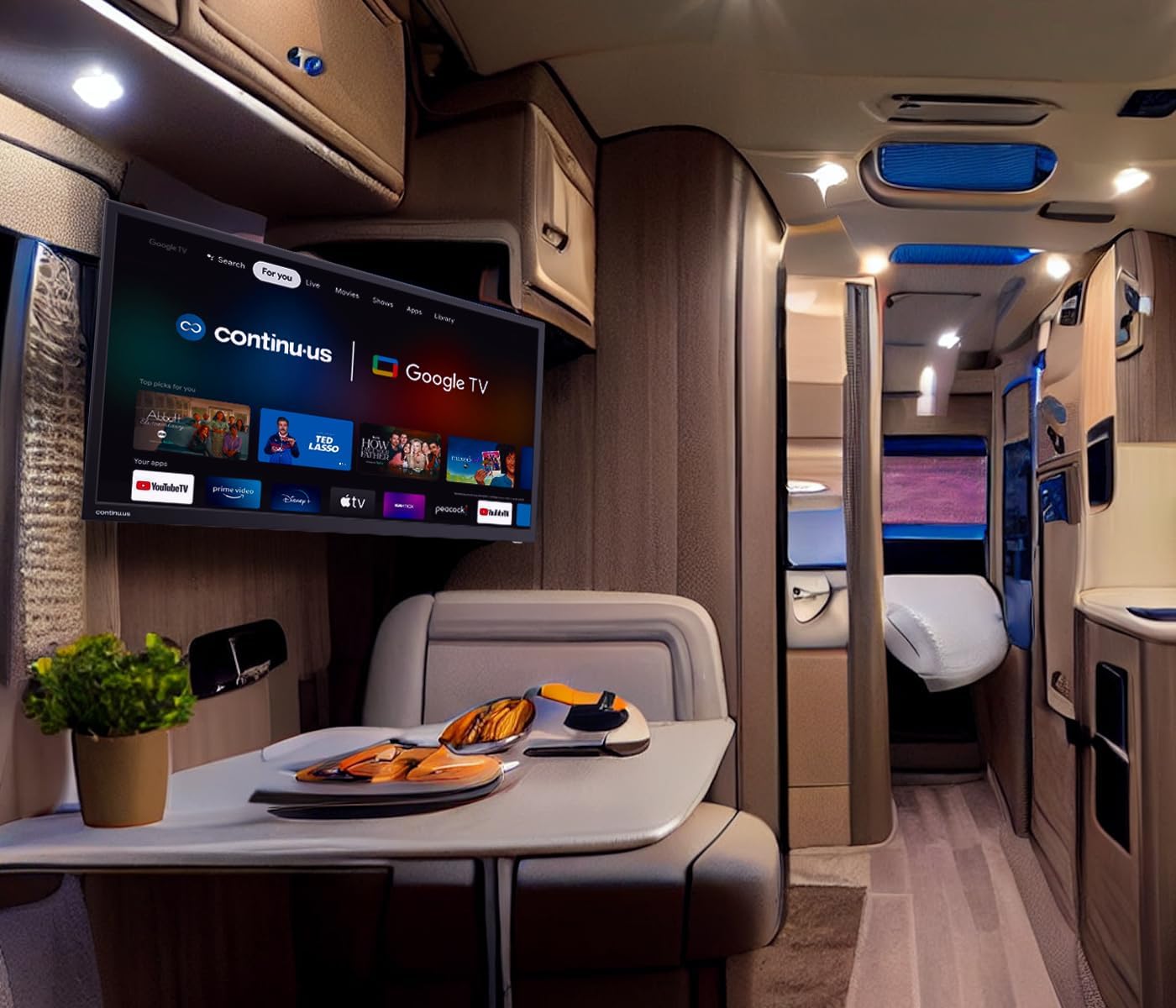 Continu.us – Televisión inteligente de 12 V RV de 24 pulgadas  720p Android Google 12 Volt TV con Google Assistant, Chromecast y aplicaciones de
