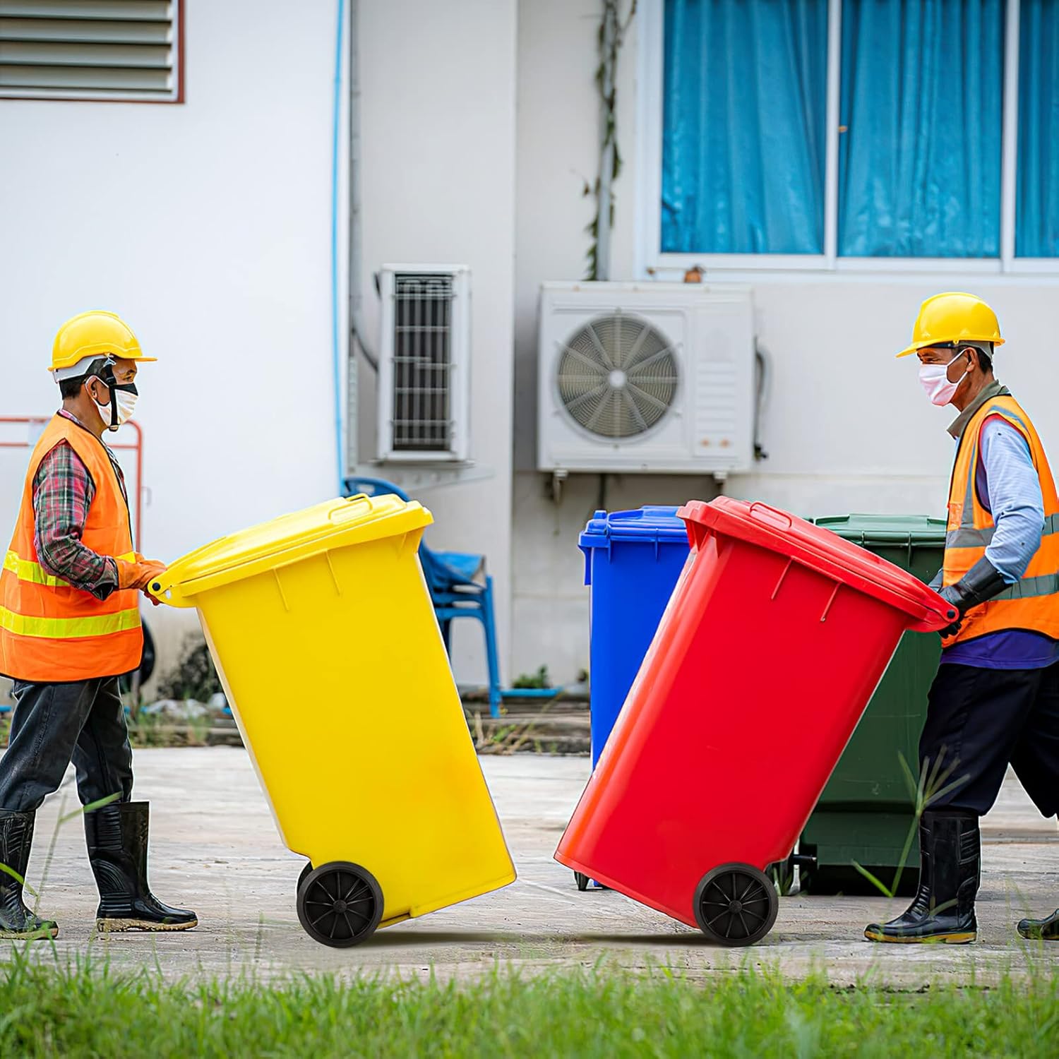 Zerodeko 1 juego de ruedas de cubo de basura de plástico de repuesto, ruedas de cubo de basura con eje hueco, ruedas de repuesto, polea, accesorios