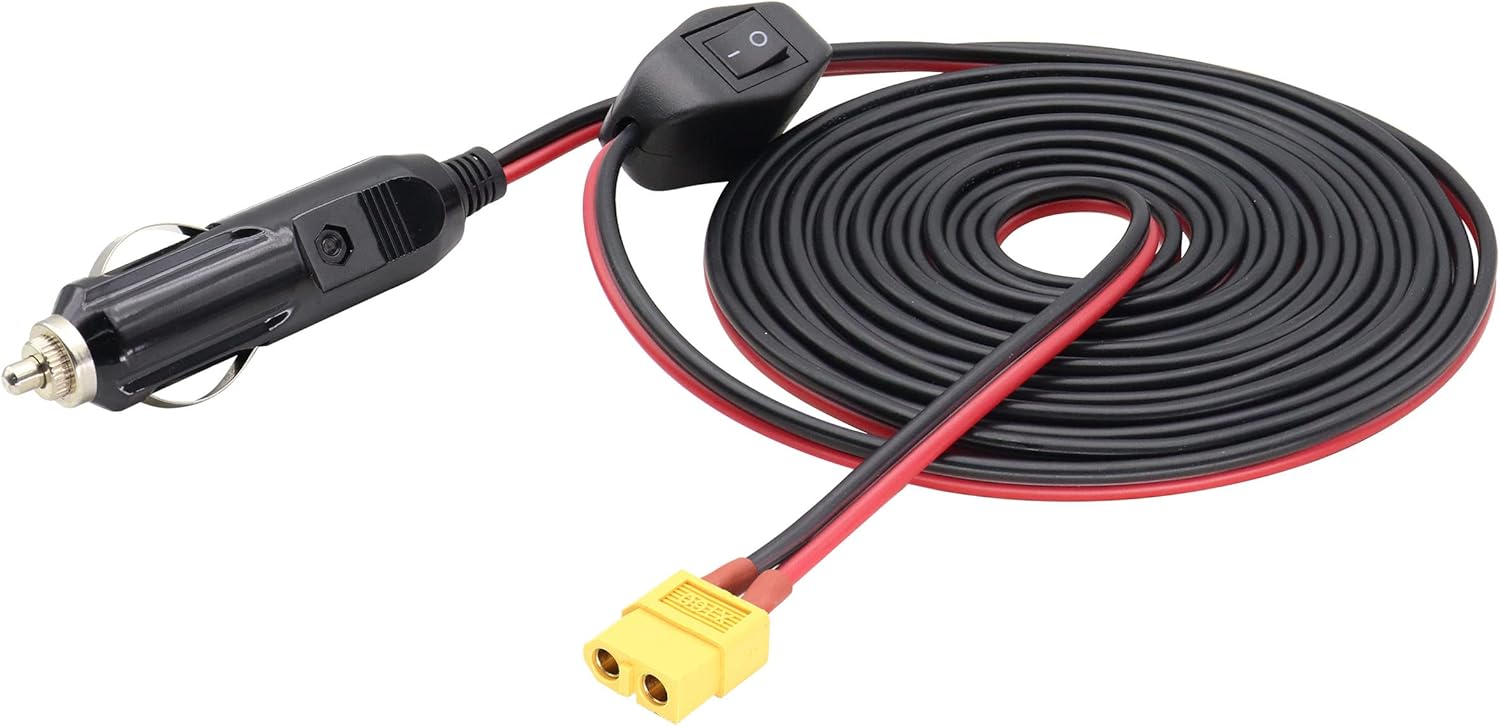 AOTOKK – Cable adaptador XT60 para encendedor de cigarrillos, 16 AWG XT60 hembra a encendedor de cigarrillos, cable de carga macho para dispositivo