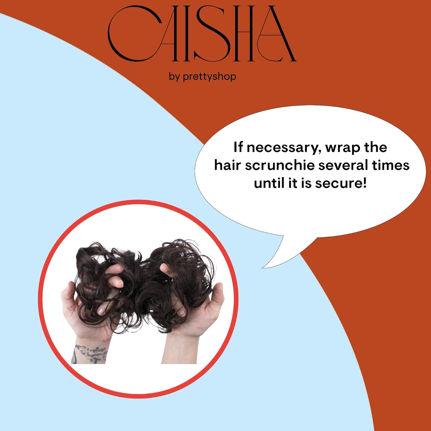 CAISHA Prettyshop – Banda elástica grande XXL tipo postizo de cabello trenzado apenas ondulado, ideal para peinados recogidos o rodetes desaliñados,