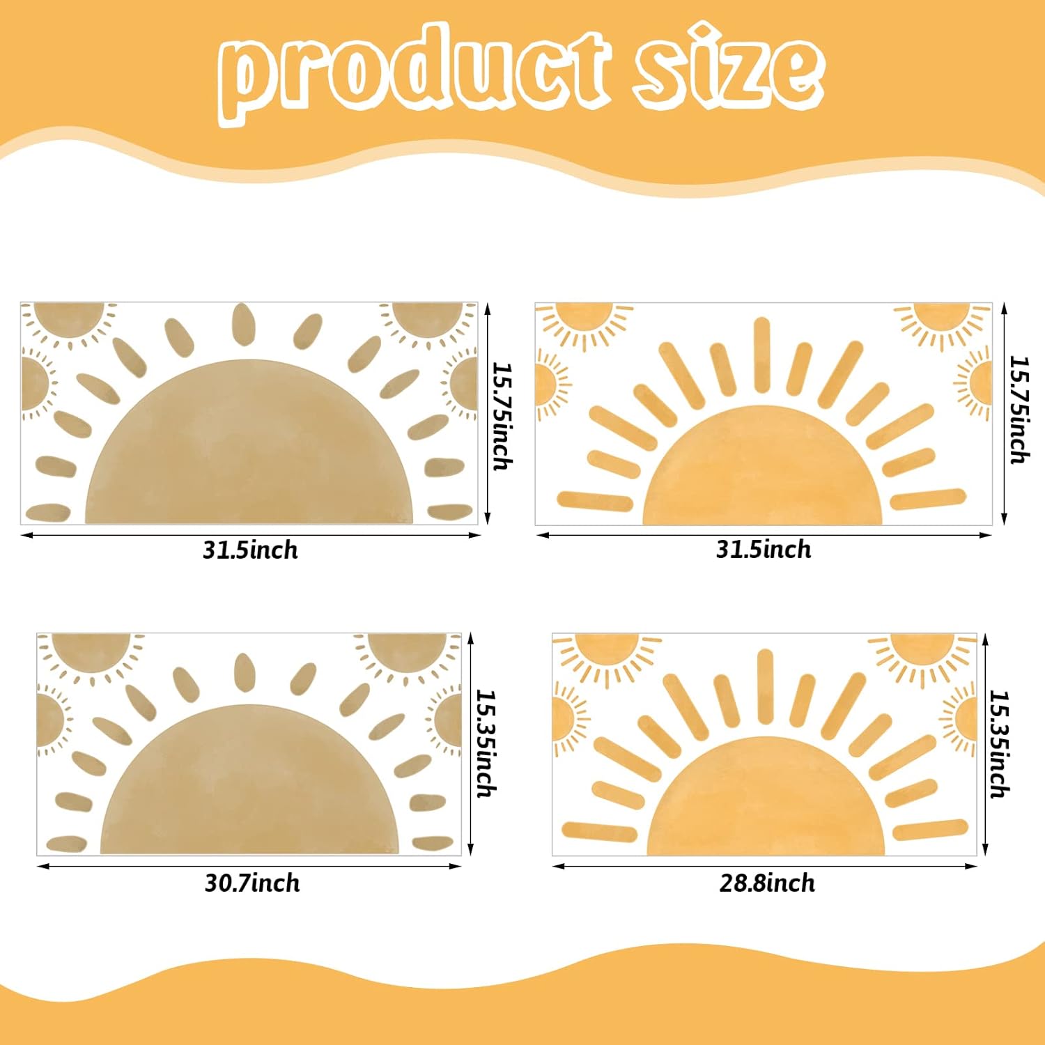 20 calcomanías de pared de medio sol, calcomanías de pared grandes bohemias, calcomanías de pared de vinilo para guardería, calcomanías de pared