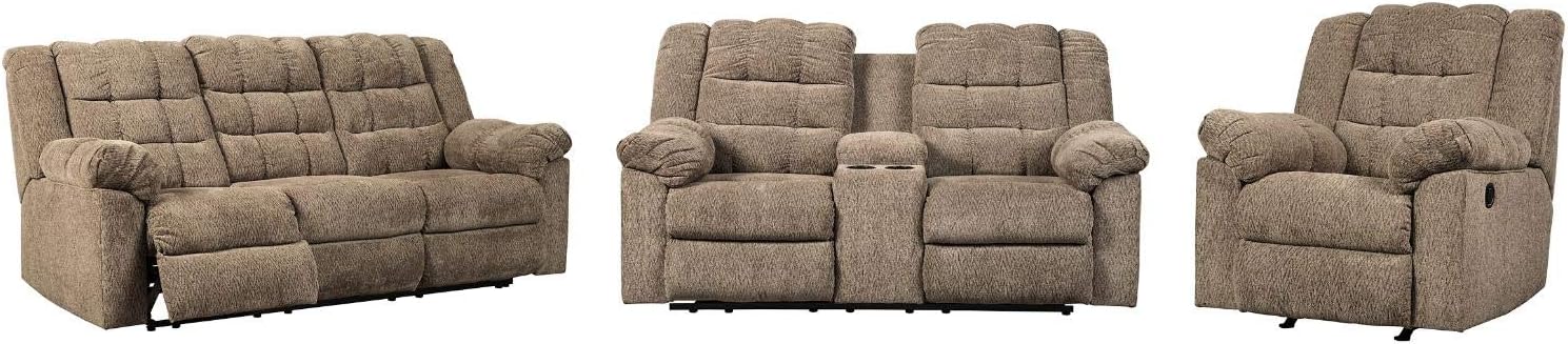 Signature Design by Ashley Workhorse – Sofá reclinable manual de gran tamaño, color marrón claro