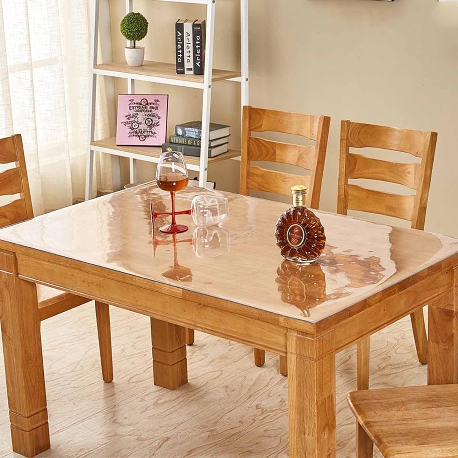 Mantel de PVC transparente anti-caliente, protector de mesa rectangular impermeable, rollo de plástico de vinilo para el hogar, comedor, mesa de