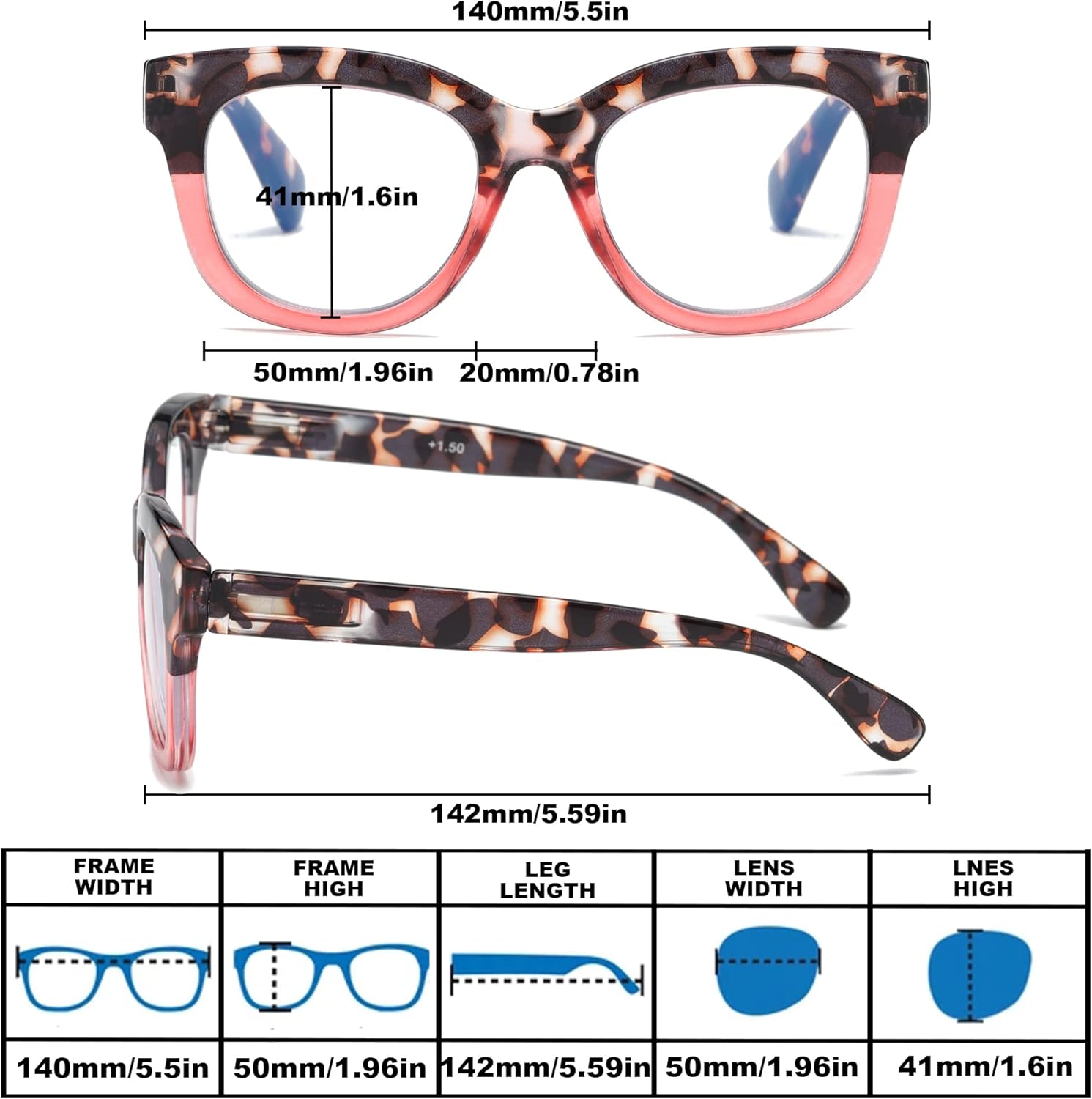 ZXYOO Gafas de lectura de gran tamaño para mujer, paquete de 3 unidades con bloqueo de luz azul, lectores de bisagra de resorte para computadora