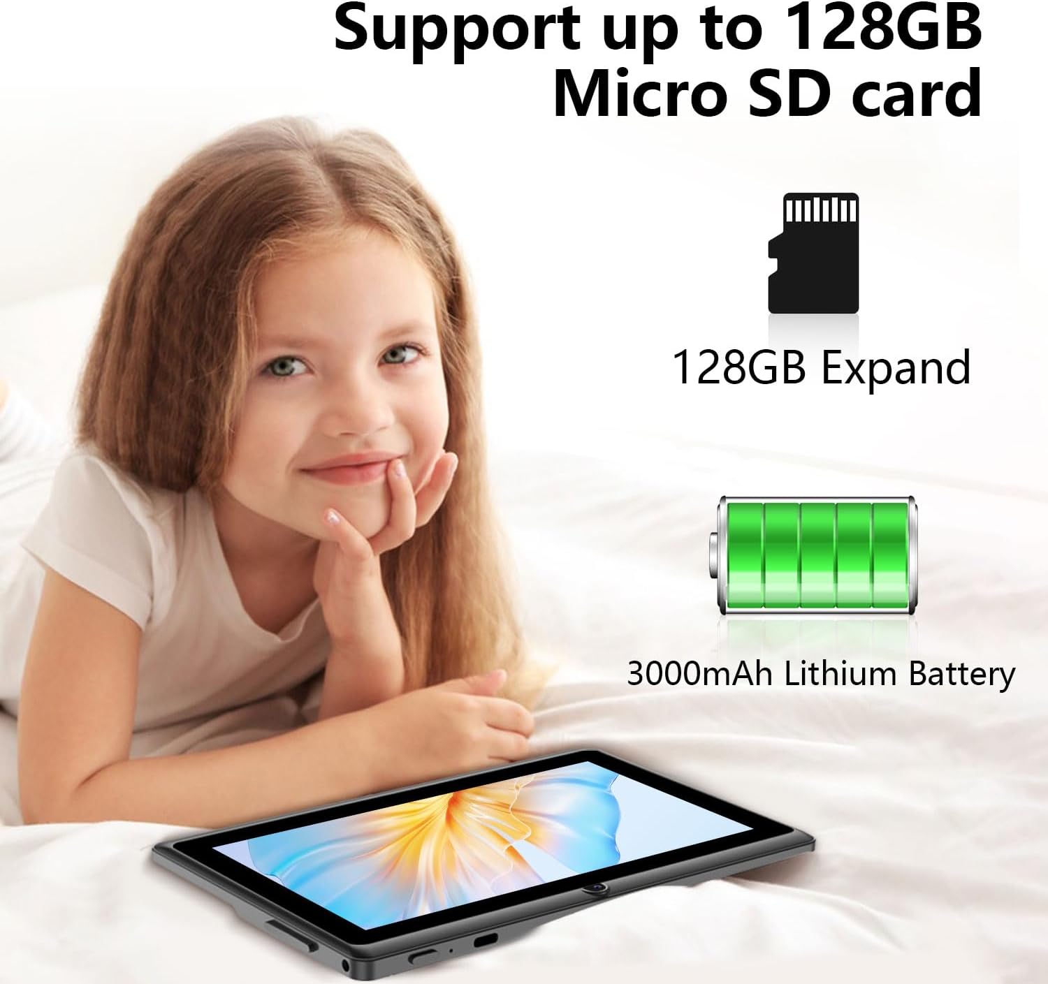 WXUNJA Tablet Android 11, 2+4GB RAM 32GB ROM, procesador de cuatro núcleos, cámara dual, WiFi, conector para auriculares de 0.138 in, FM Bluetooth,