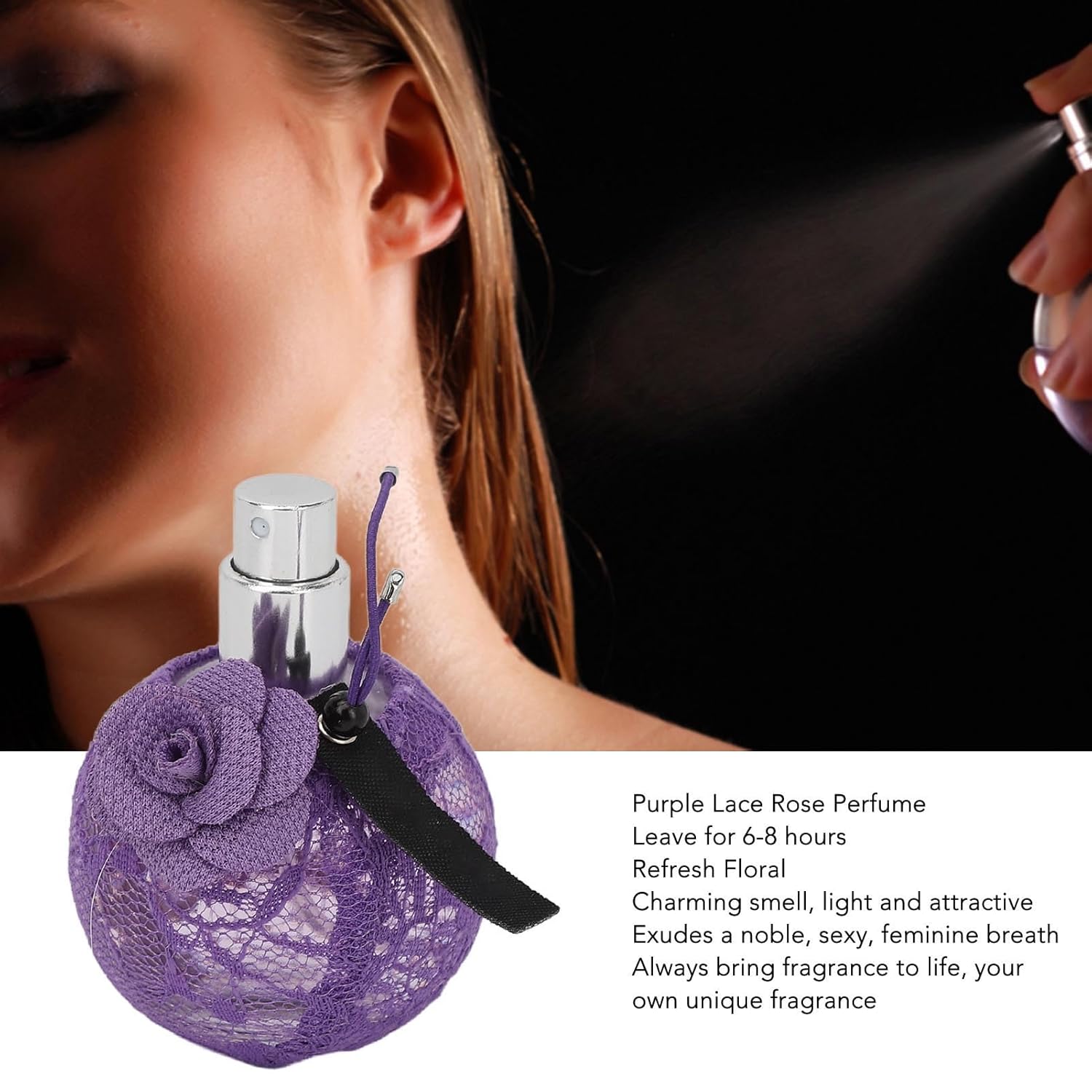 Perfume para mujer, fragancia de larga duración, color morado, encaje rosa, perfume para viajes, fiestas, al aire libre, fragancia en aerosol