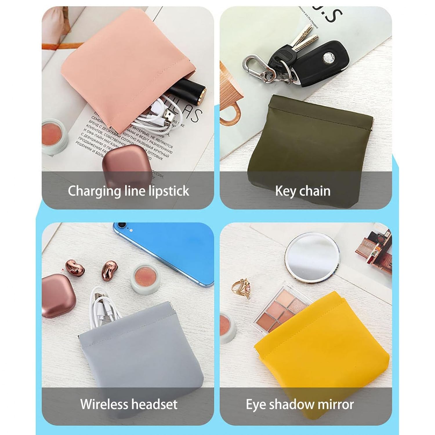ZITIANY Bolsa de maquillaje, bolsa de viaje para cosméticos, organizador de maquillaje, pequeña bolsa de cosméticos, estuche portátil para cepillos