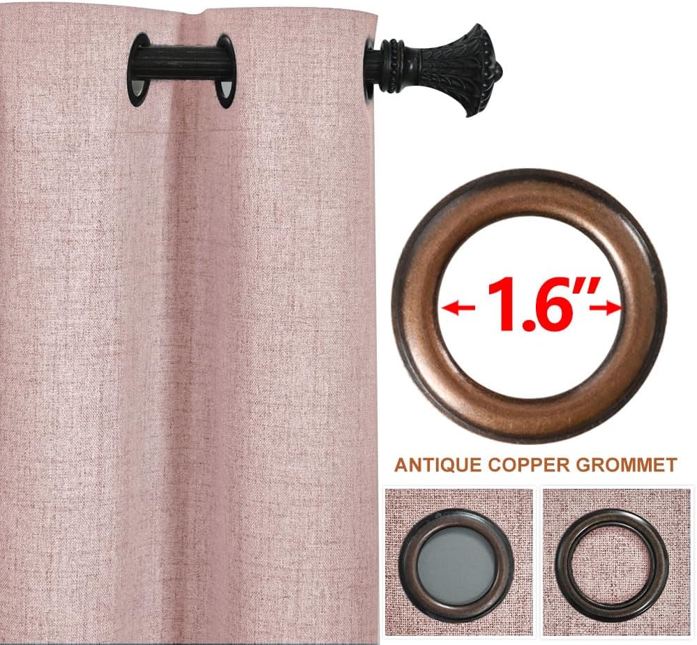 GRALI-DECOR Cortinas 100% opacas con aislamiento térmico, cortinas de aspecto de lino para sala de estar, insonorizadas y protección de privacidad