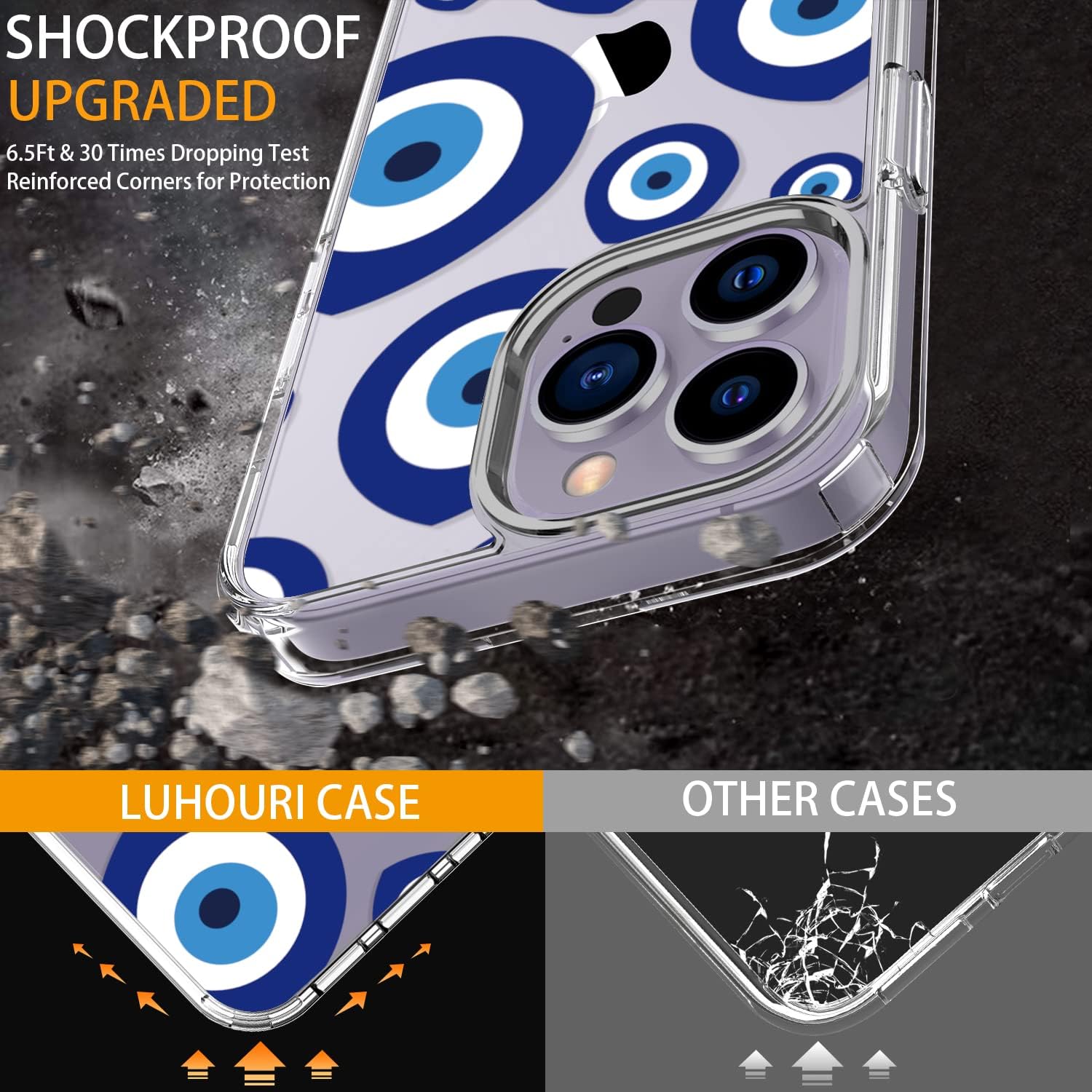 LUHOURI Funda para iPhone 15 Pro Max con protector de pantalla – Funda transparente – Diseños de moda para mujeres y niñas – Funda protectora