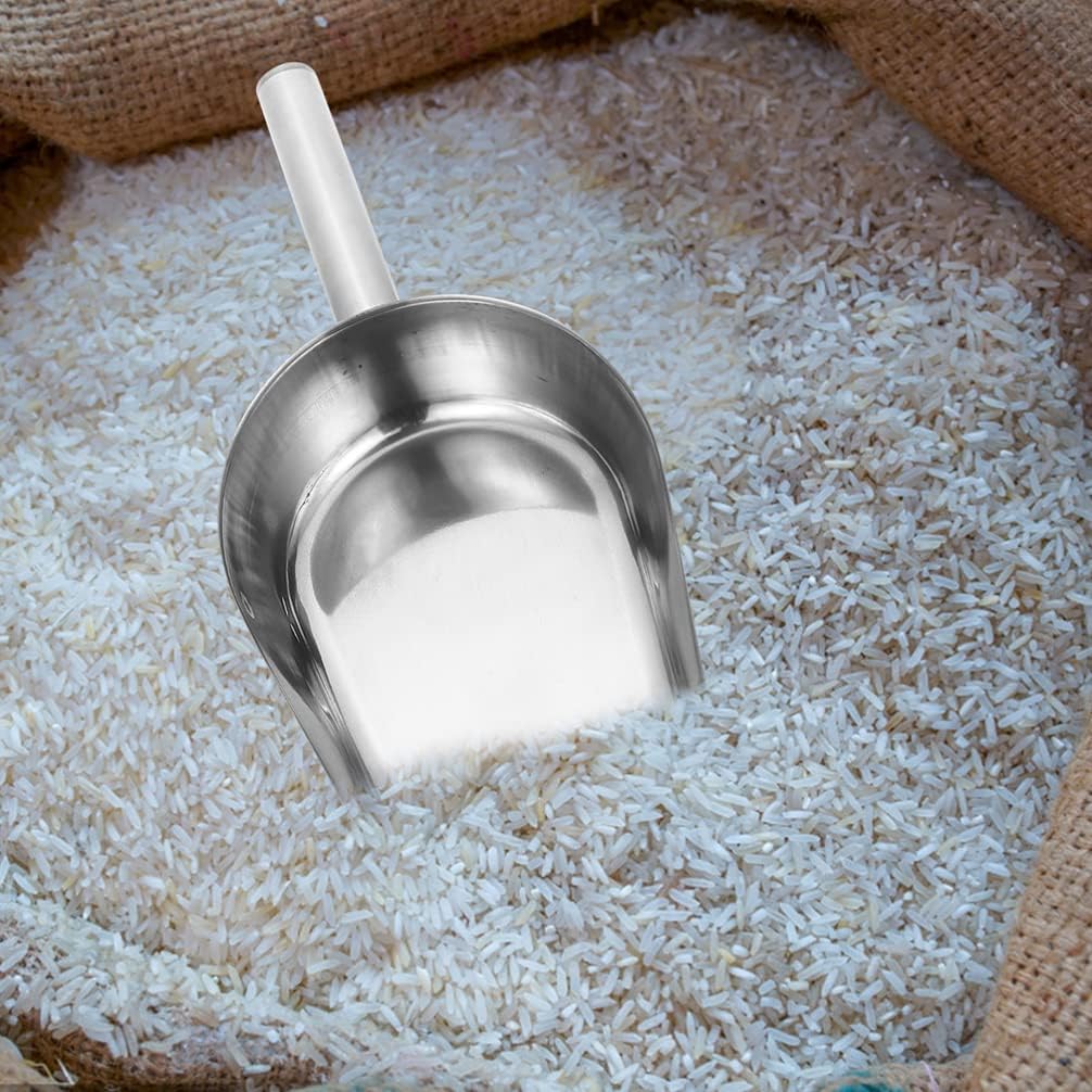 BESTonZON Cuchara de hielo de metal de acero inoxidable de 8 onzas, cuchara de harina de cocina, cuchara de caramelo, cuchara de comida pequeña para