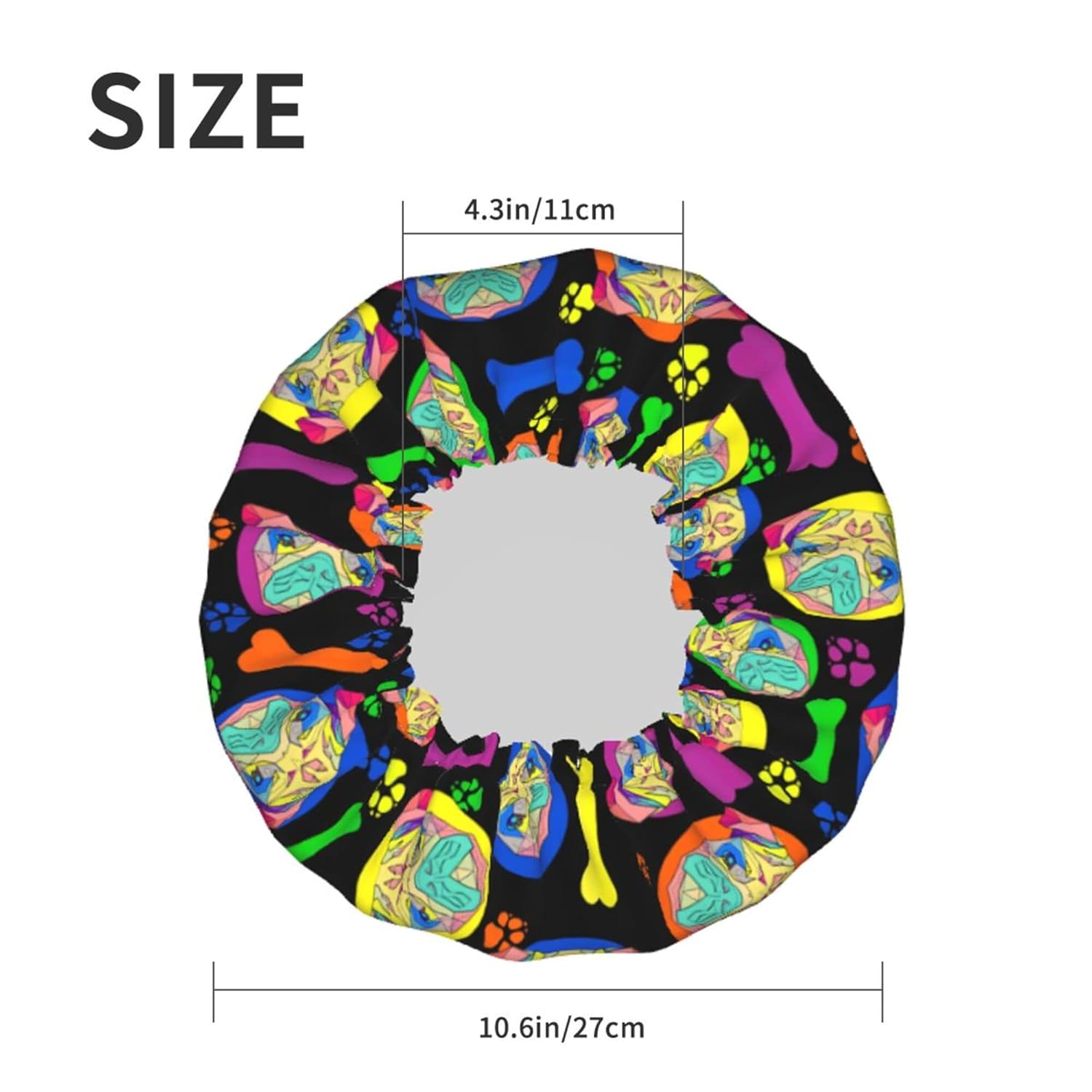 Gorro de ducha de perros coloridos para mujer, impermeable, reutilizable, forro de PEVA, ajustable, doble protección, gorro de baño elástico para