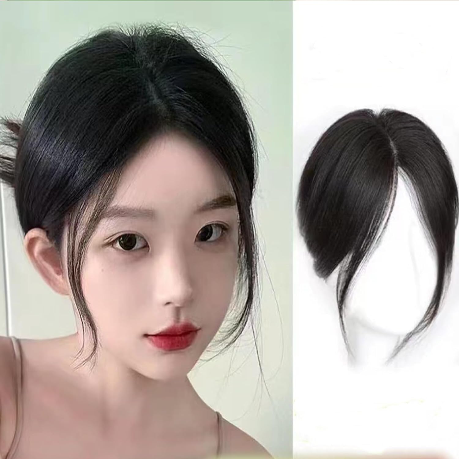 Flequillo parcial, pieza de cabello humano tejida a mano, piezas de cabello con clip en pelucas de cabello para mujeres adelgazamiento Hai (talla