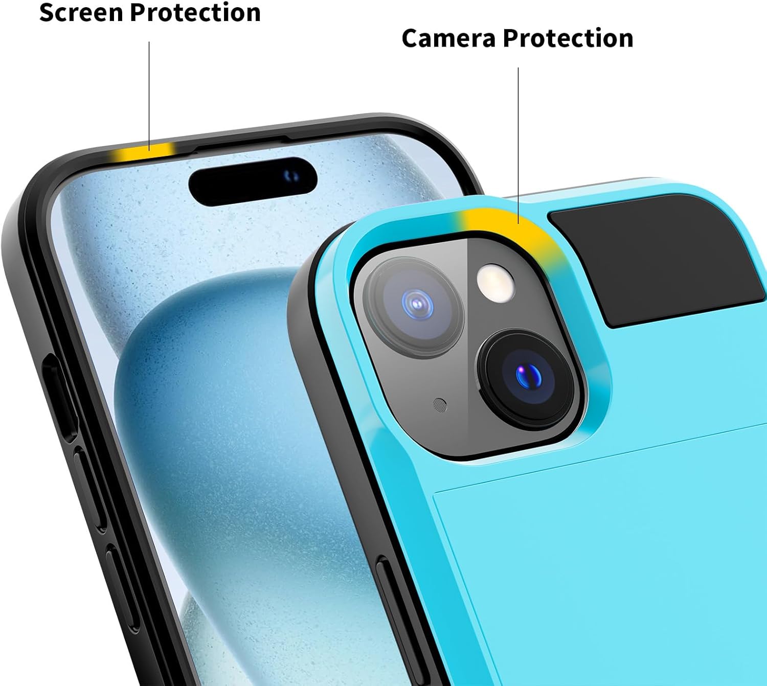 Funda protectora para iPhone 15 para iPhone 15, funda protectora para teléfono para mujeres y hombres, resistente a los golpes, antiarañazos, ranura