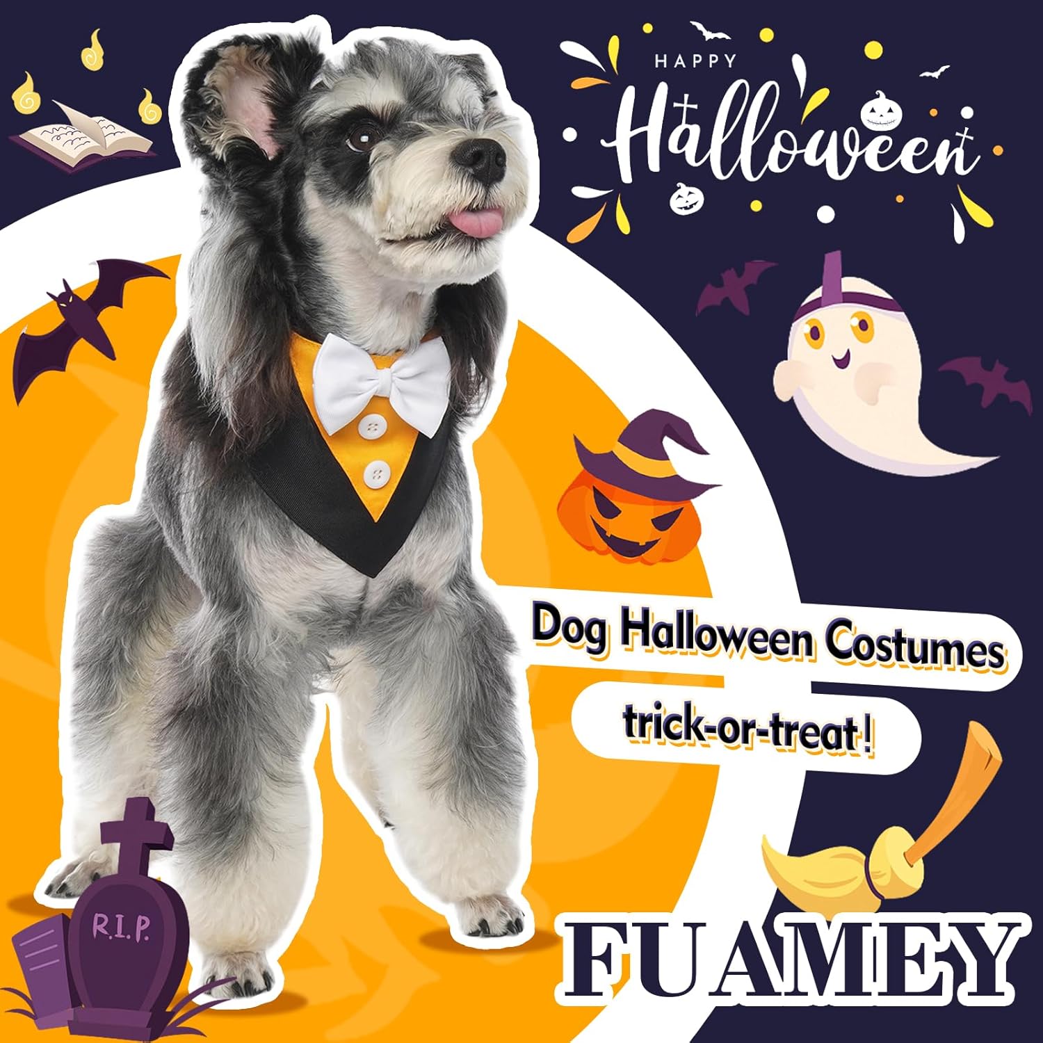 FUAMEY Esmoquin para perro, bandana formal de boda para perro, collar de perro con pajarita, disfraz de cumpleaños para perro, disfraz de cumpleaños