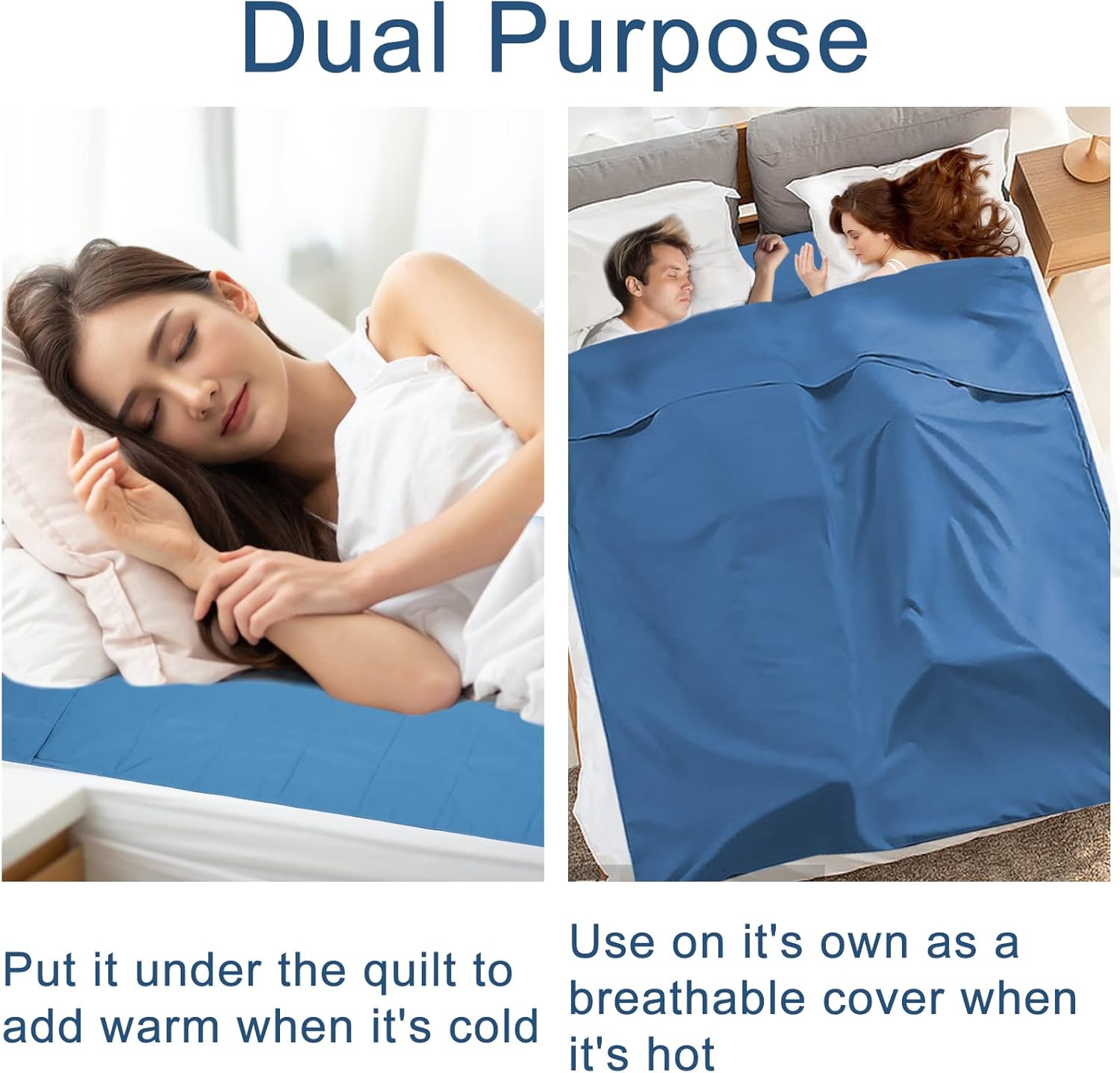 Saco de dormir con forro transpirable para hotel, compacto, portátil, para viajes, camping, saco de dormir para adultos, ligero, doble mochilero