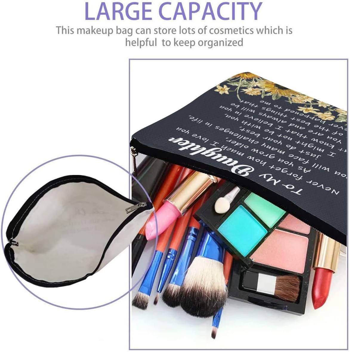 Regalos para mamá, sobrina, hija, hermana, bolsa de maquillaje para mujeres, regalo de cumpleaños, Navidad, cosmético, neceser de viaje, Hija-A004
