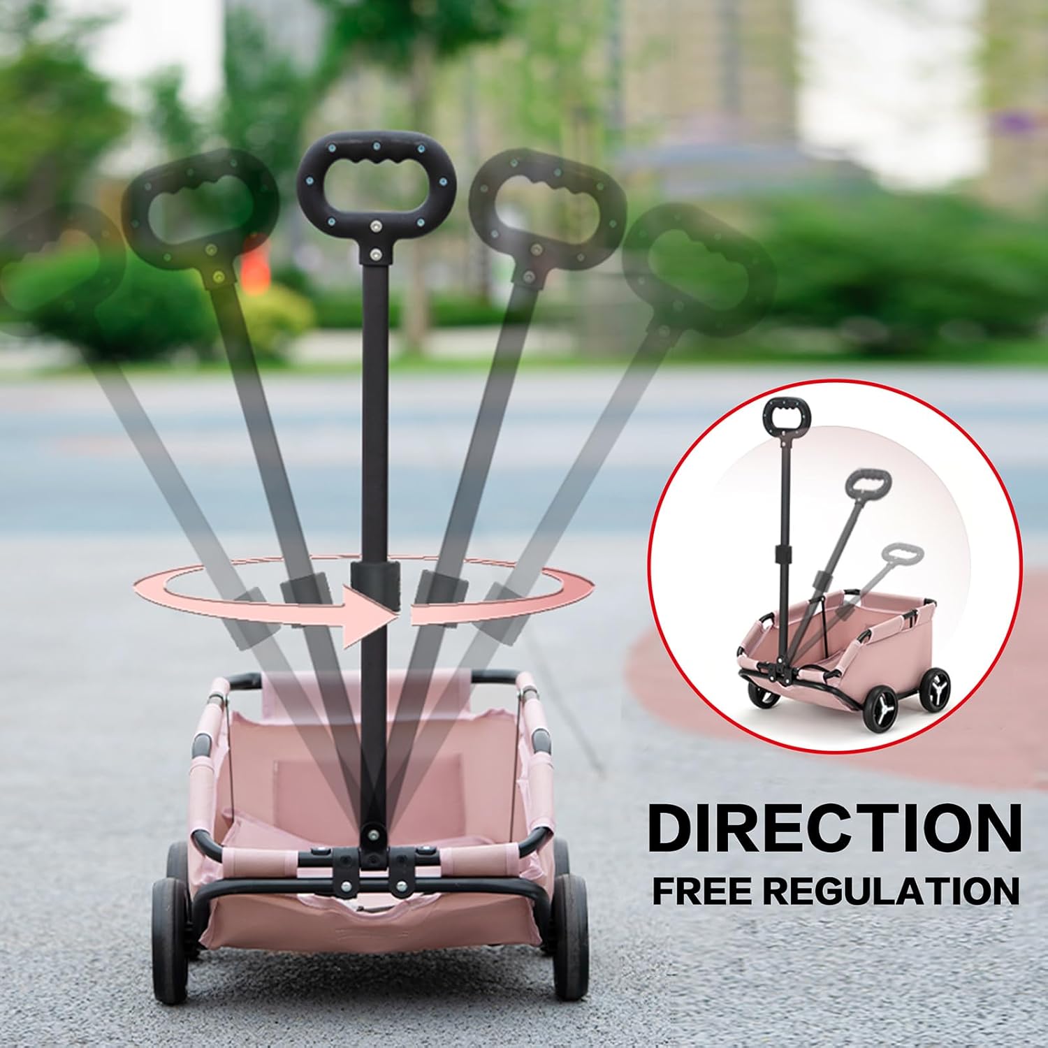 Cochecito para perros con 4 ruedas, plegable, para mascotas, para viajes, compras, caminar, jugar para perros pequeños, gatos (rosa)